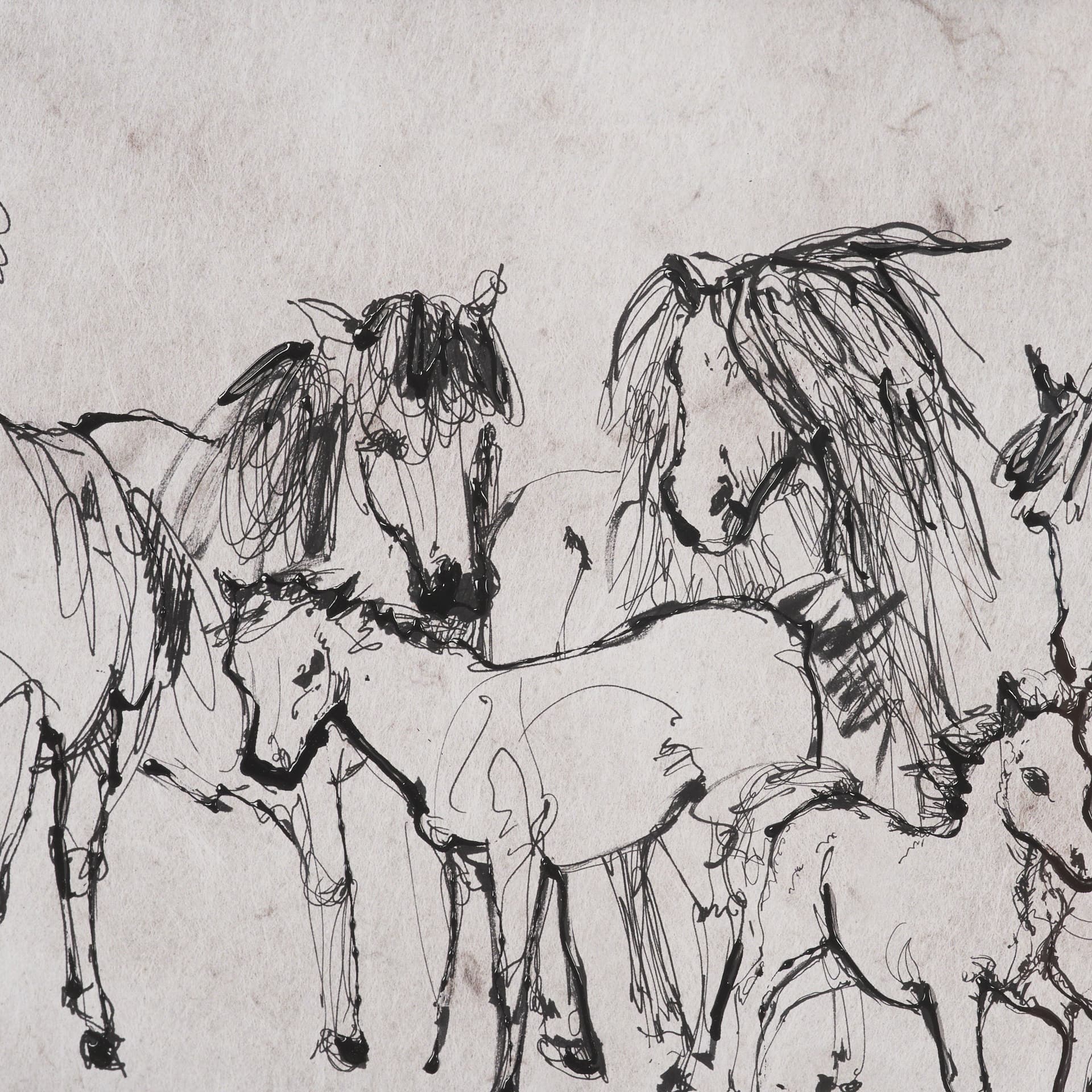 Pony Sketches II by Mercana Studio Hand-Embellished Framed Artwork Matted under Glass — product photograph
