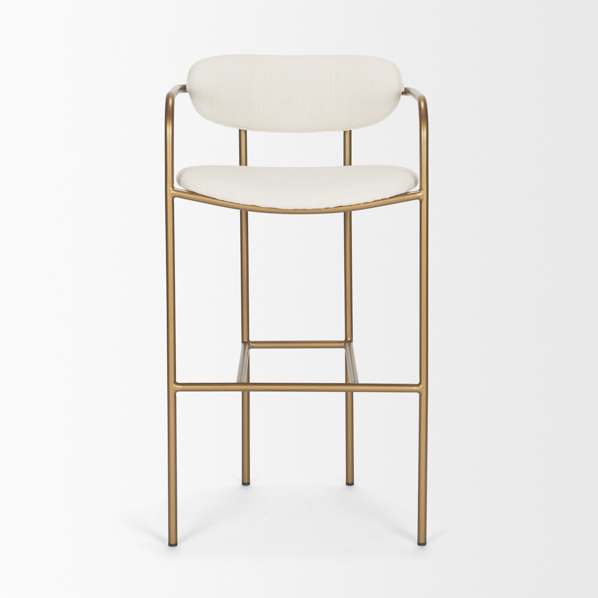 Parker Low Back 30.25in Seat Bar Stool | Cream Fabric w/ Gold Metal — product photograph