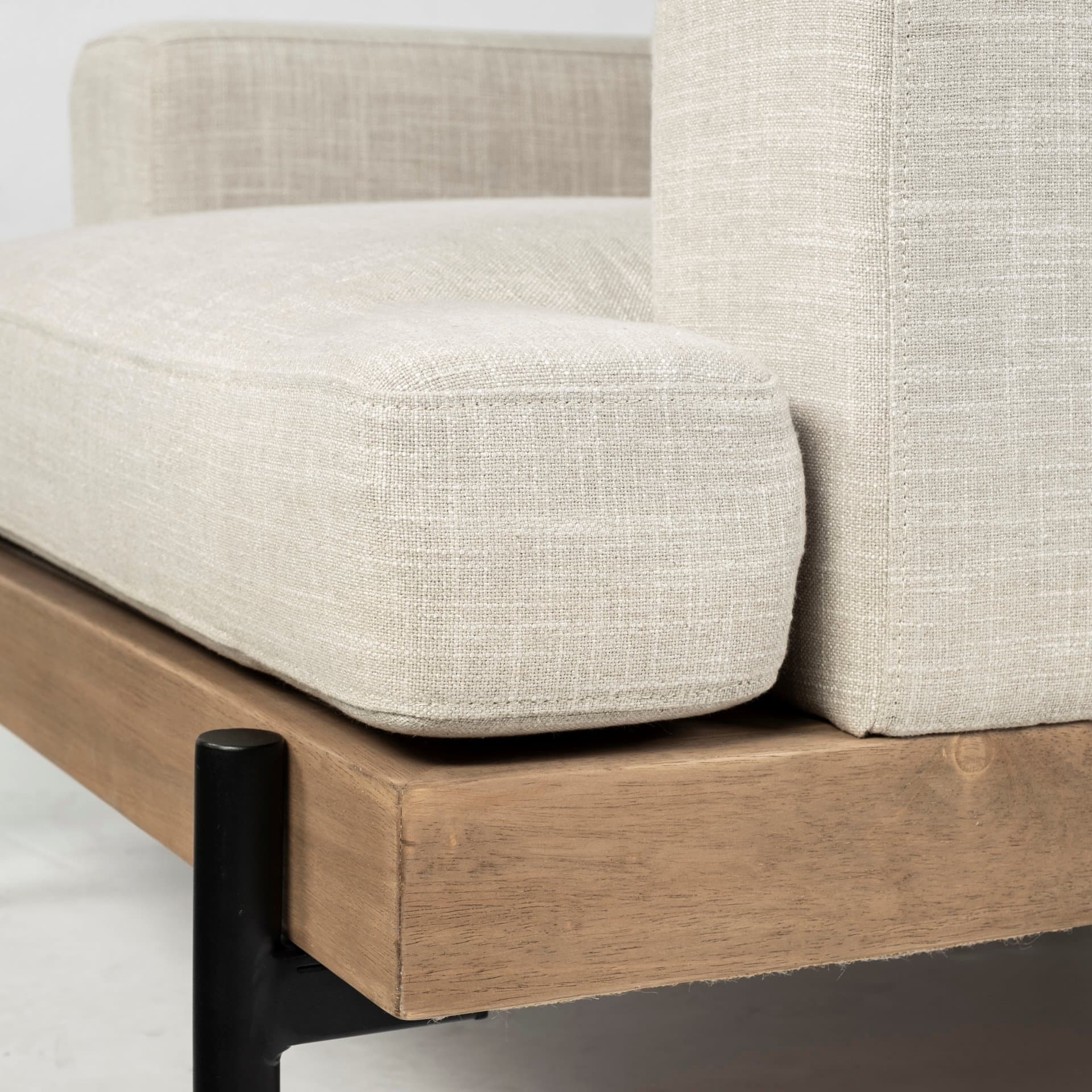 Colburne I Beige Fabric W/ Wood and Iron Frame Accent Chair — product photograph