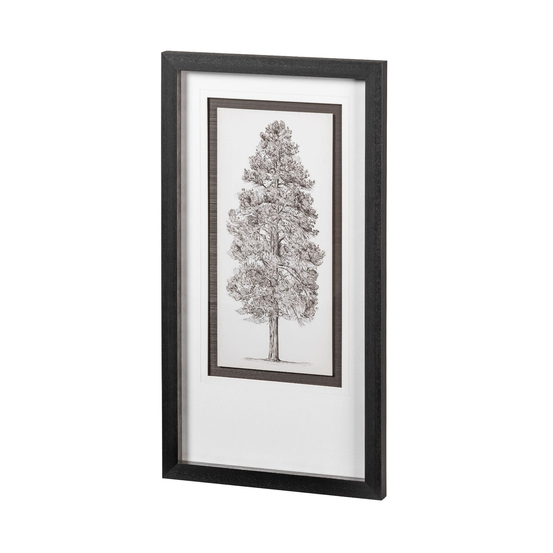Pacific North West Tree Sketch III Melissa Wang Hand Embellished Framed Art Print Matted under Glass — product photograph