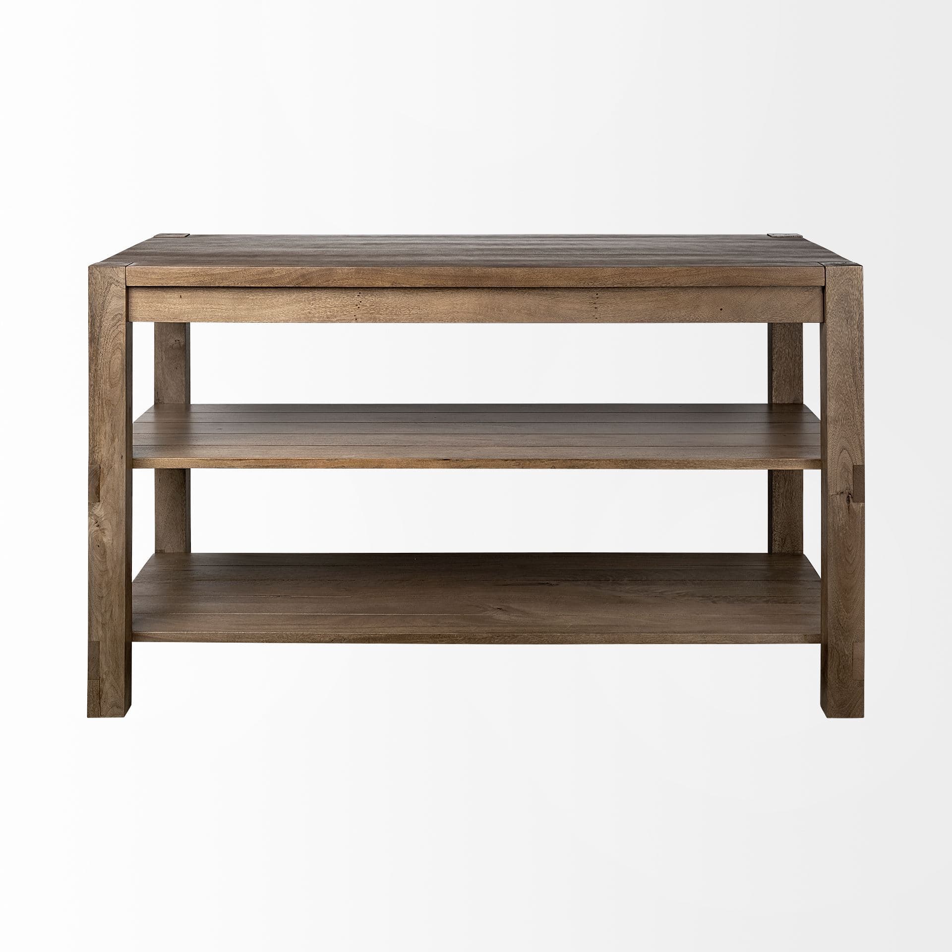 Emeril Brown Solid Wood Two-Tier Smooth Counter Top Kitchen Island — product photograph
