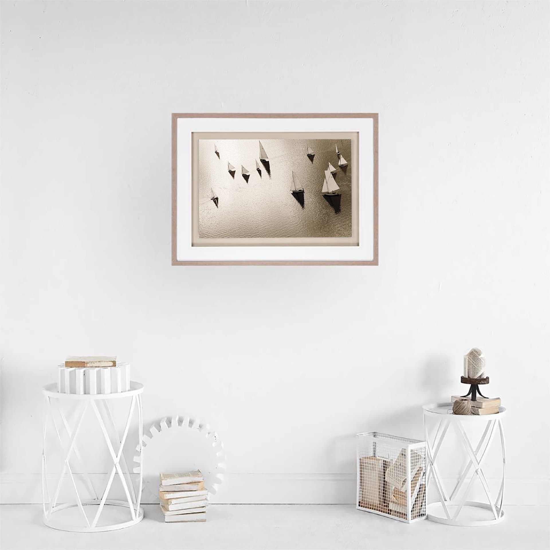 Broads Regatta, Island Yachts by Ben Wood Hand Embelished Framed Photo Art Print Matted under Glass — in a styled room