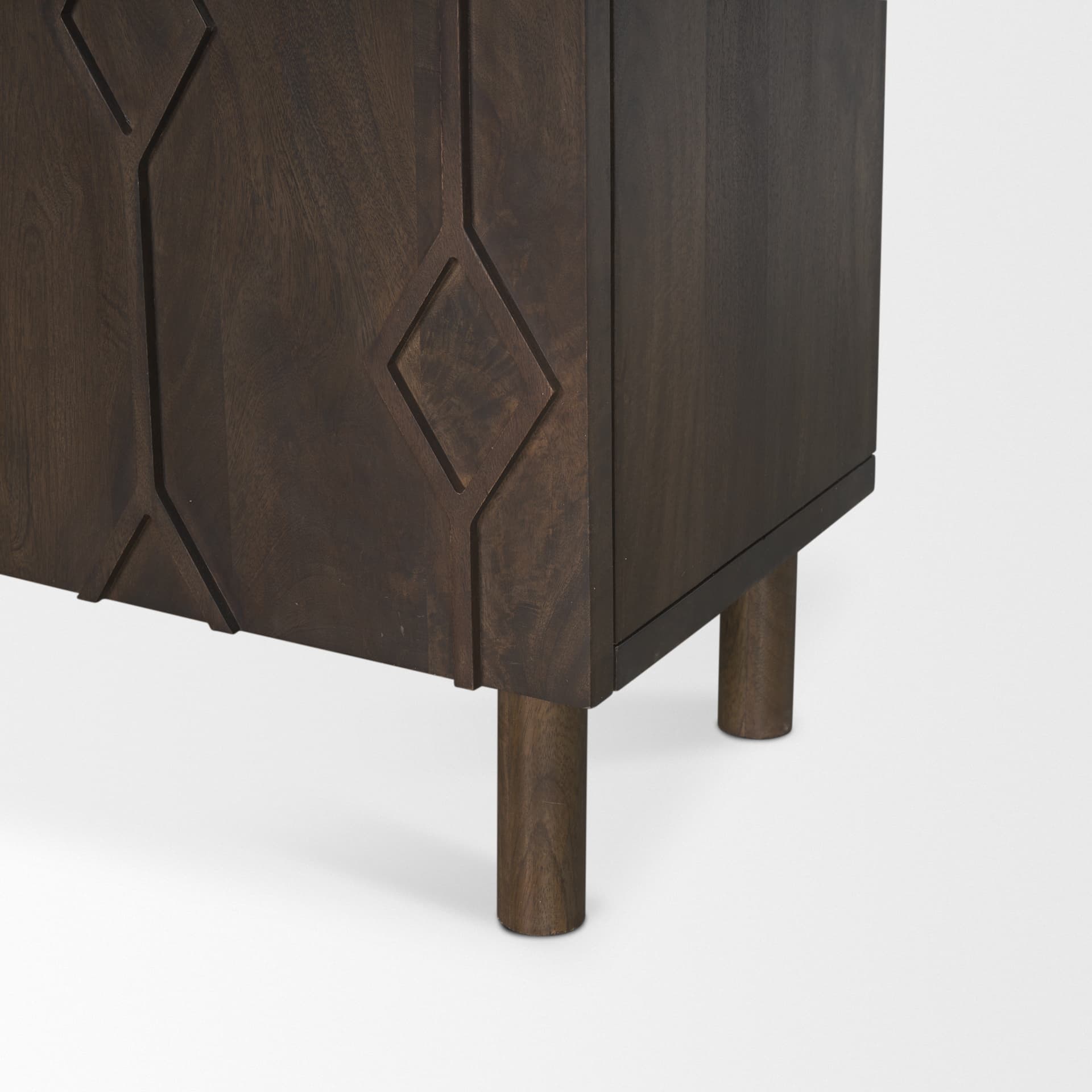 Heera Dark Brown Diamond Motif w/ Shelf Accent Cabinet — product photograph