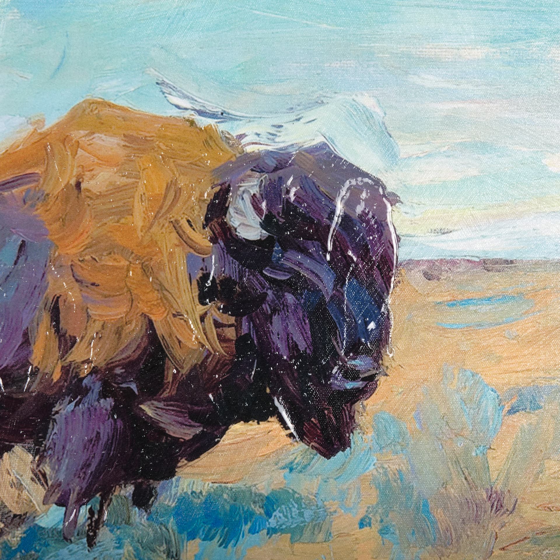 Buffalo by Mercana Studio a Hand Embellished Textured Framed Art Photograph — product photograph