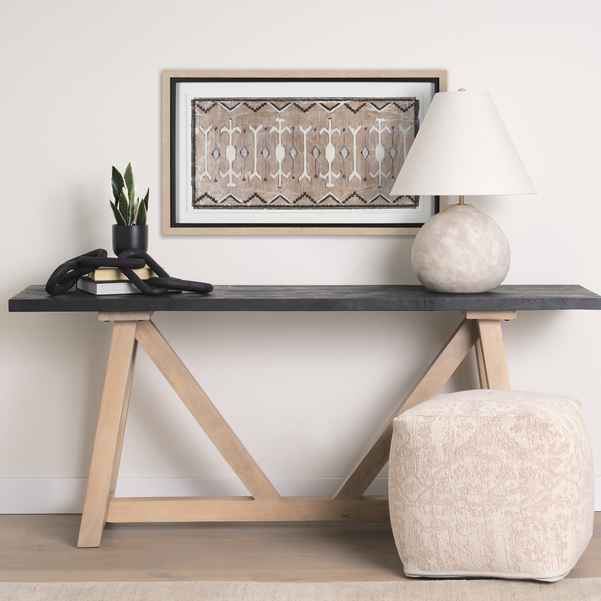 Vintage Rug by Chad Warren a Hand Embellished Framed Print under Glass — in a styled room