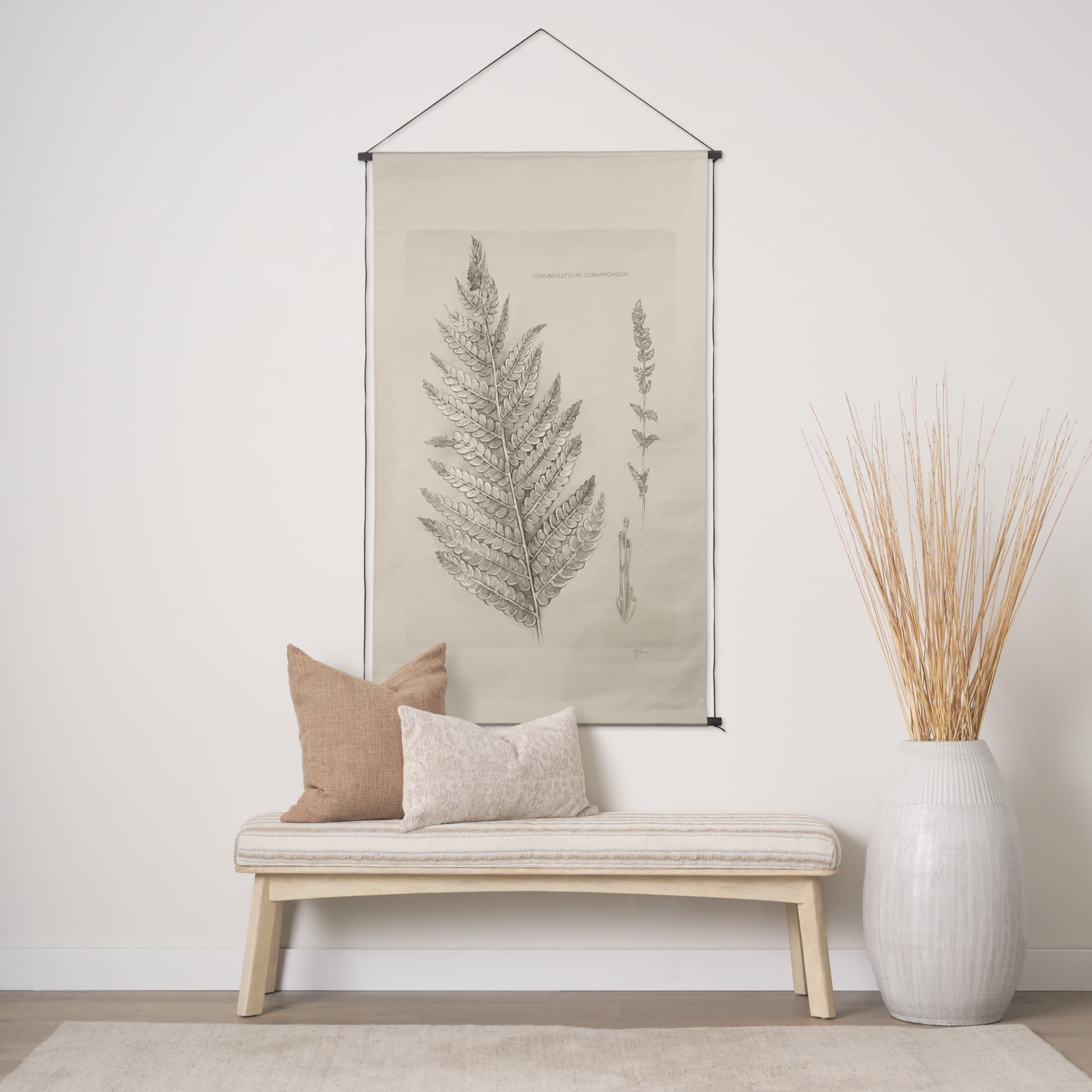 Fern Study I (Osmundastrum Cinnamomeum) — in a styled room
