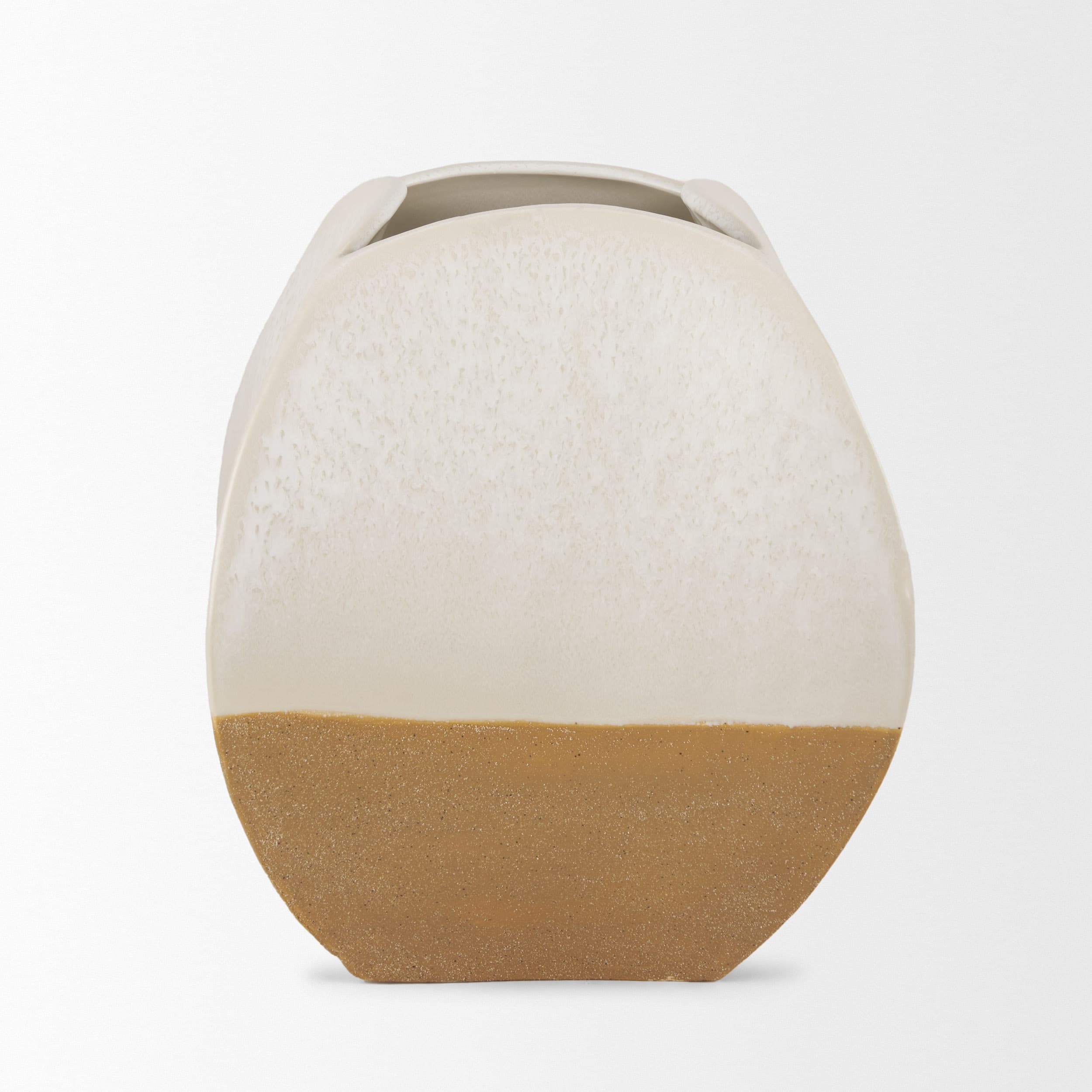 Vania Short Off White w/ Tan Textured Ceramic Vase — product photograph
