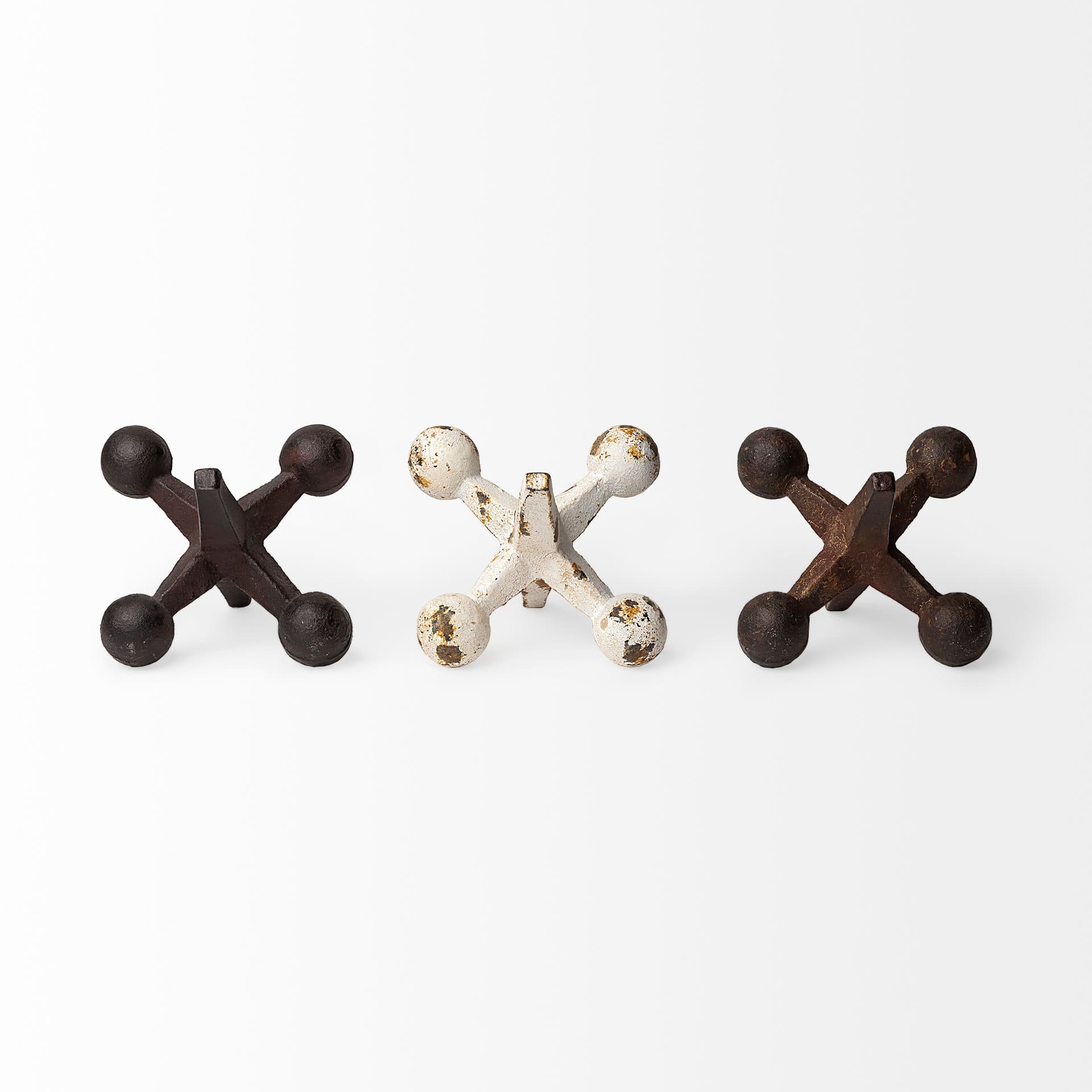Jax Set of 3 8L x 7W Cast Iron Metal Jacks — product photograph