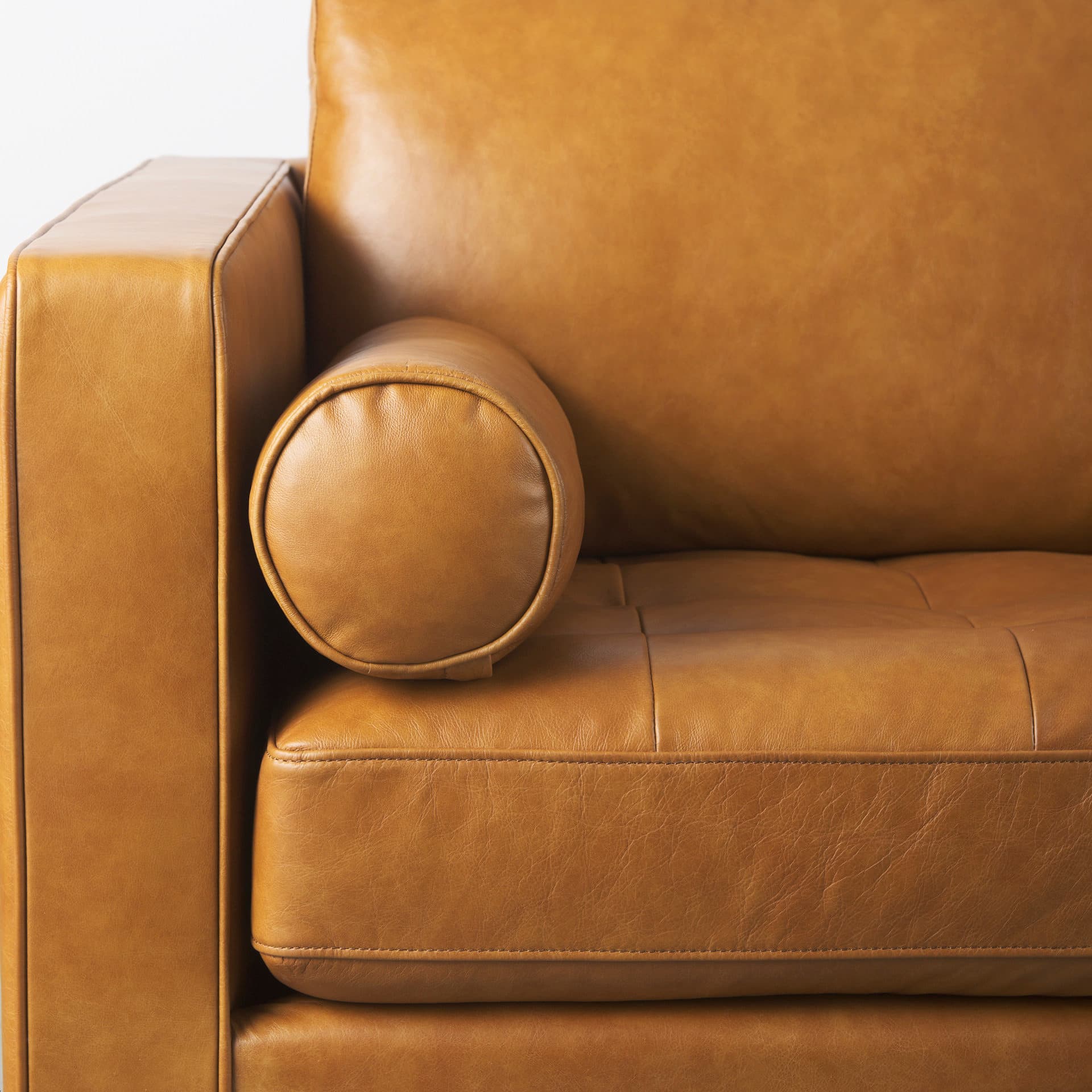 Svend 88.0L x 38.0W x 34.0H Tan Leather Sofa — product photograph