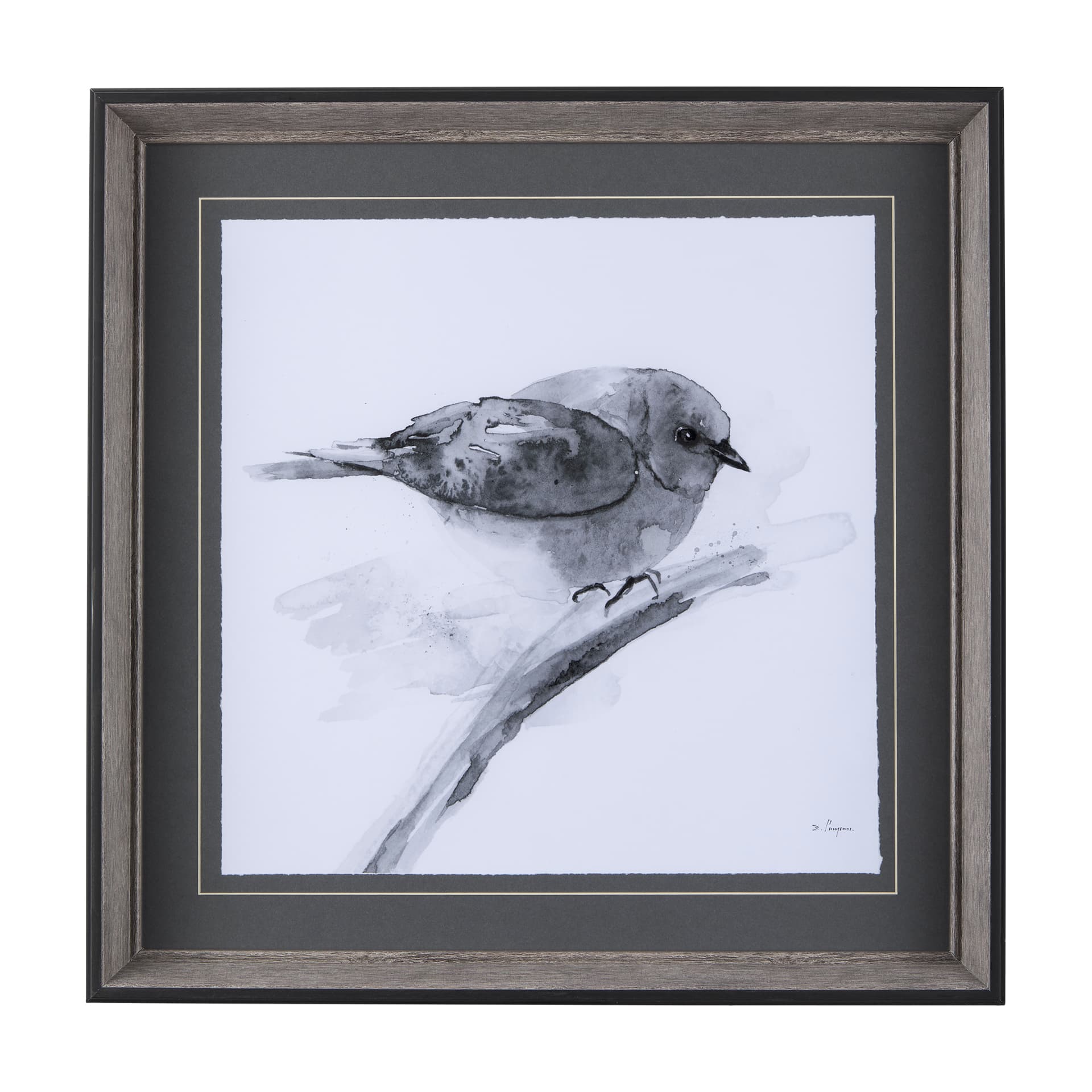 Eastern Blue BW III by Mercana Studio Hand Embellished Textured Framed Art Print Matted under Glass — product photograph