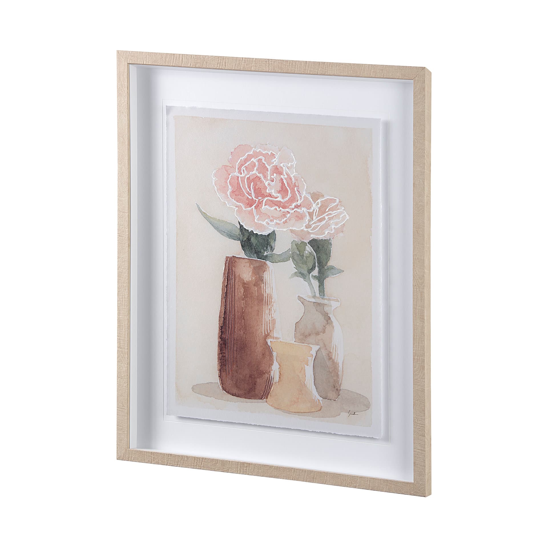 Boho Flowers I by Mercana Studio a Hand Embellished Textured Framed Art Print Matted under Glass — product photograph
