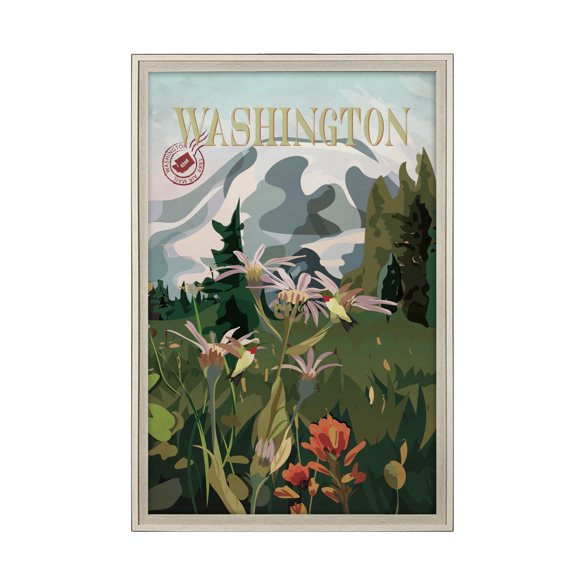 Washington Go USA (XL) by Mercana Studio a Hand Embellished Decograph Framed Art Print under Glass — product photograph