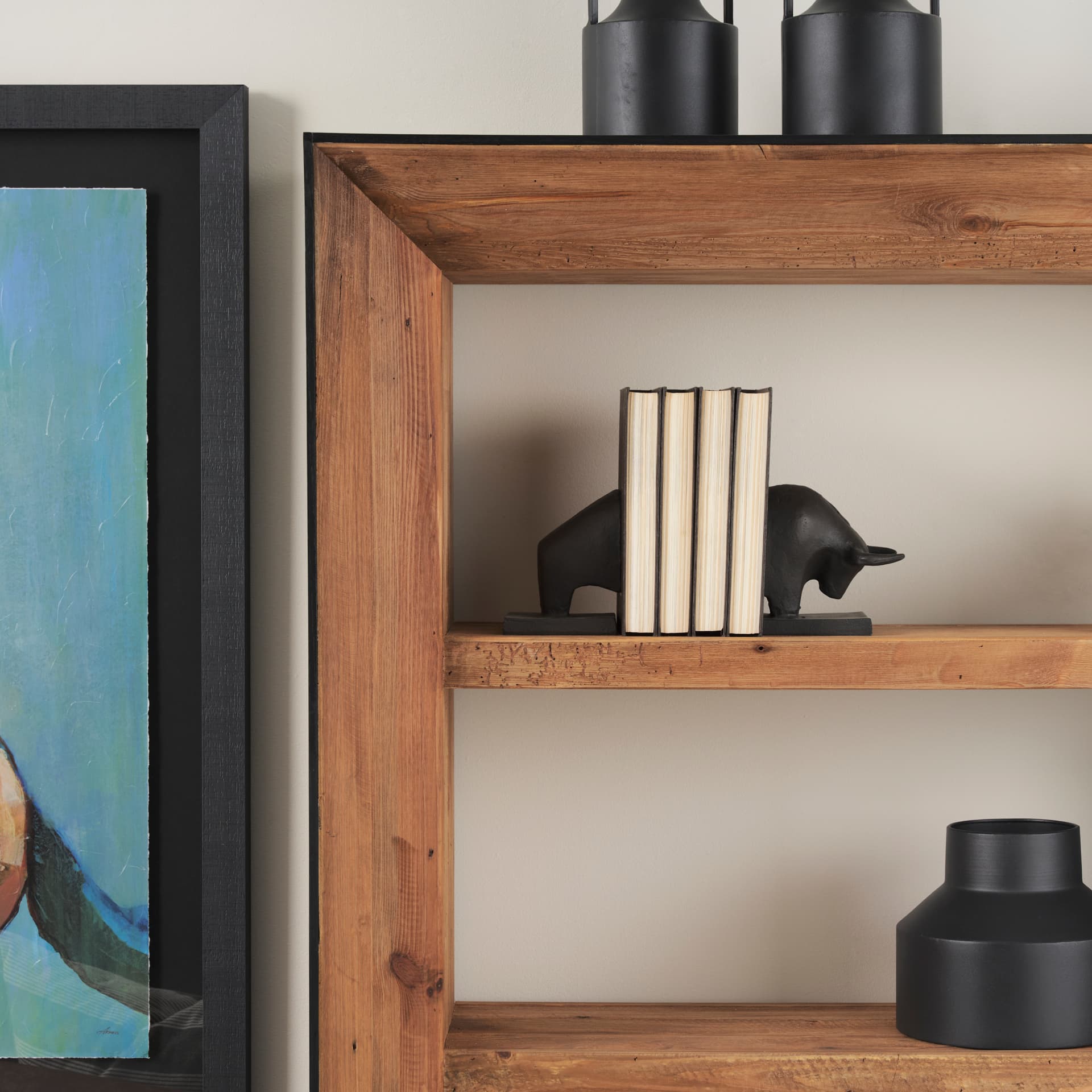 Tauro III (Set of 2) 10L x 5W Black Cast Aluminum Raging Bull Bookends — product photograph