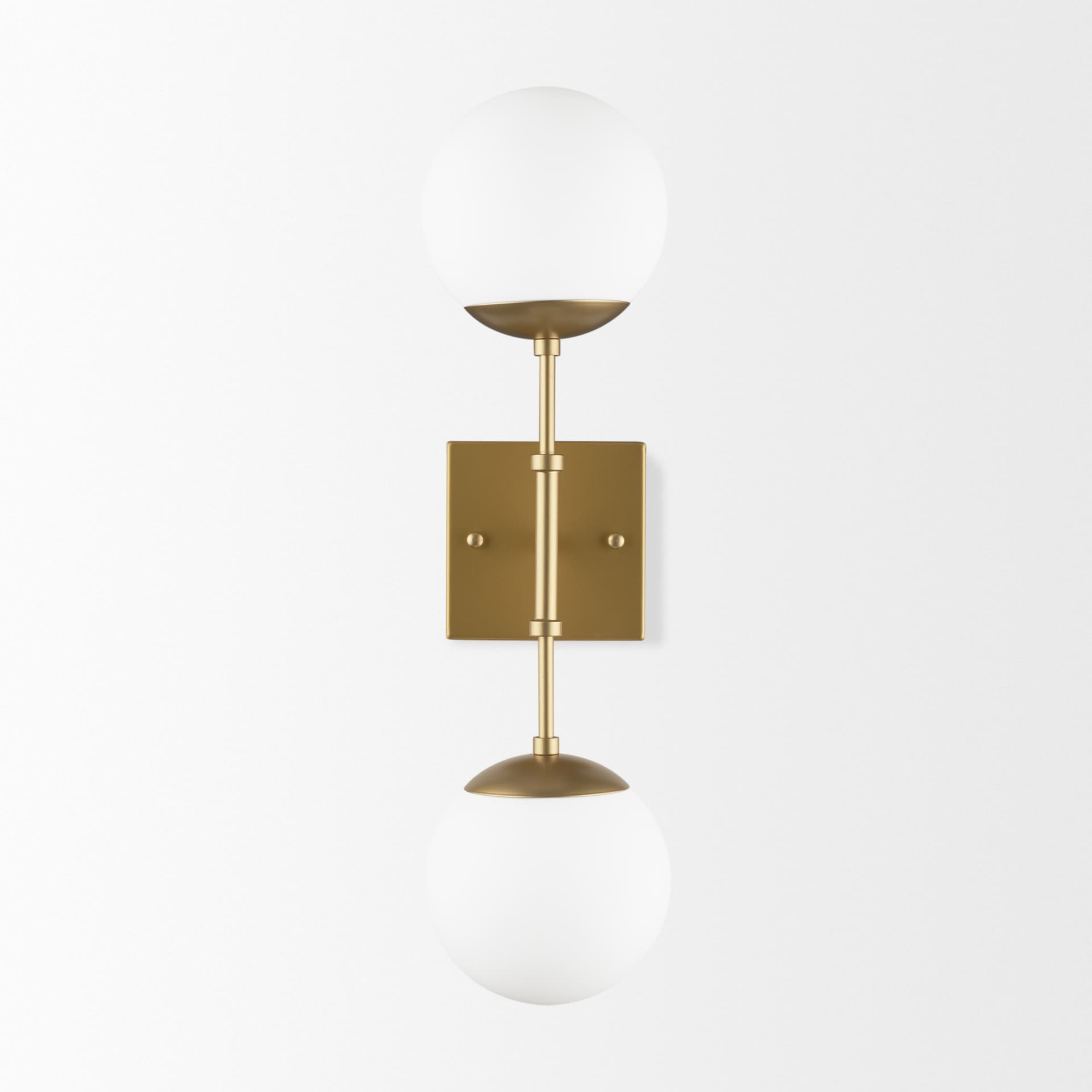 Edie Brushed Gold Metal w/ Frosted Glass Globes 2-Light Wall Sconce — product photograph