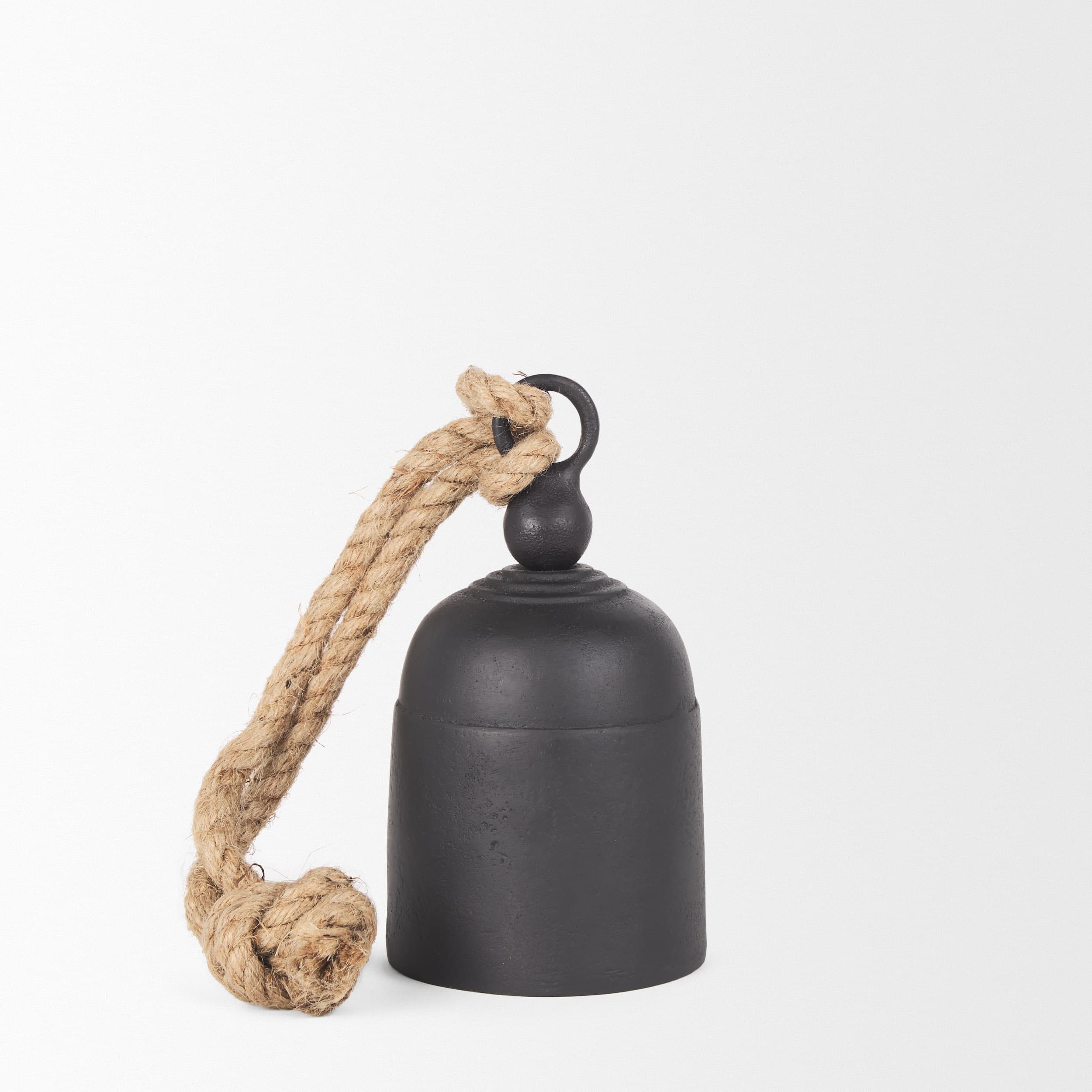 Quincy Small Matte Black Metal Decorative Bell Object — product photograph