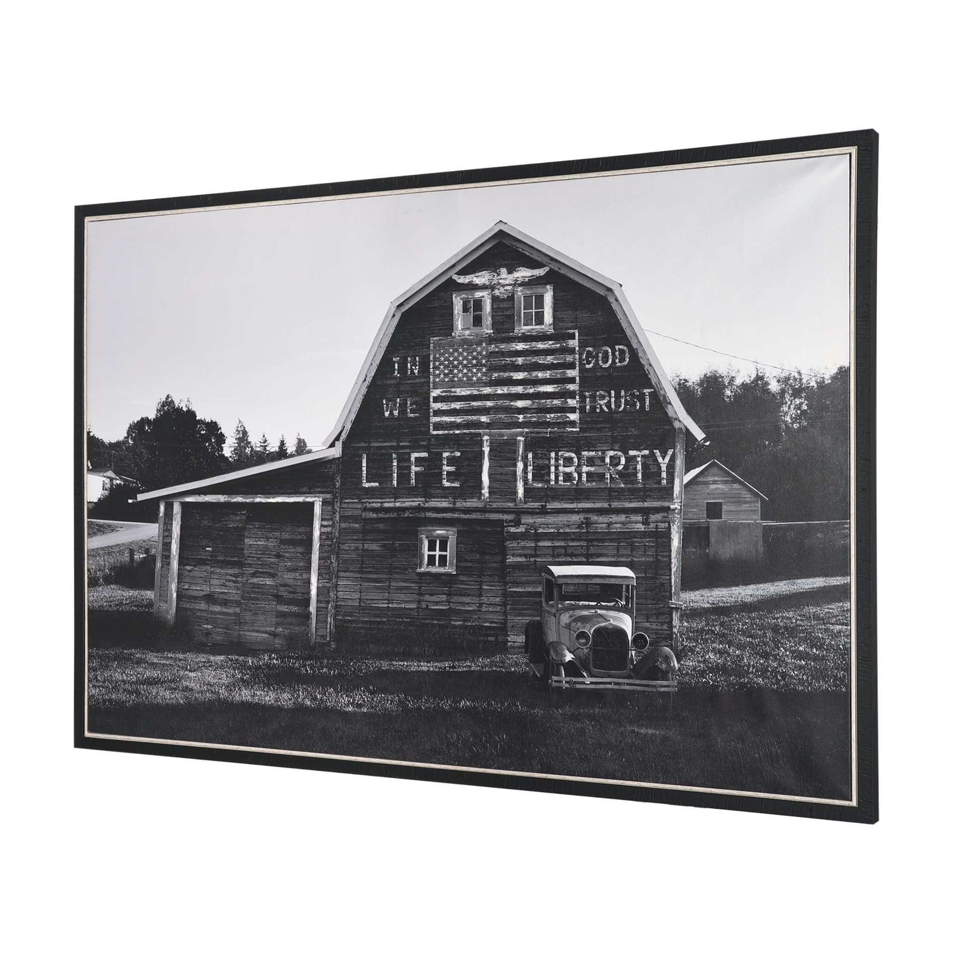 In God We Trust Barn by David Reams a Hand Embellished Textured Framed Canvas Photo Print — product photograph