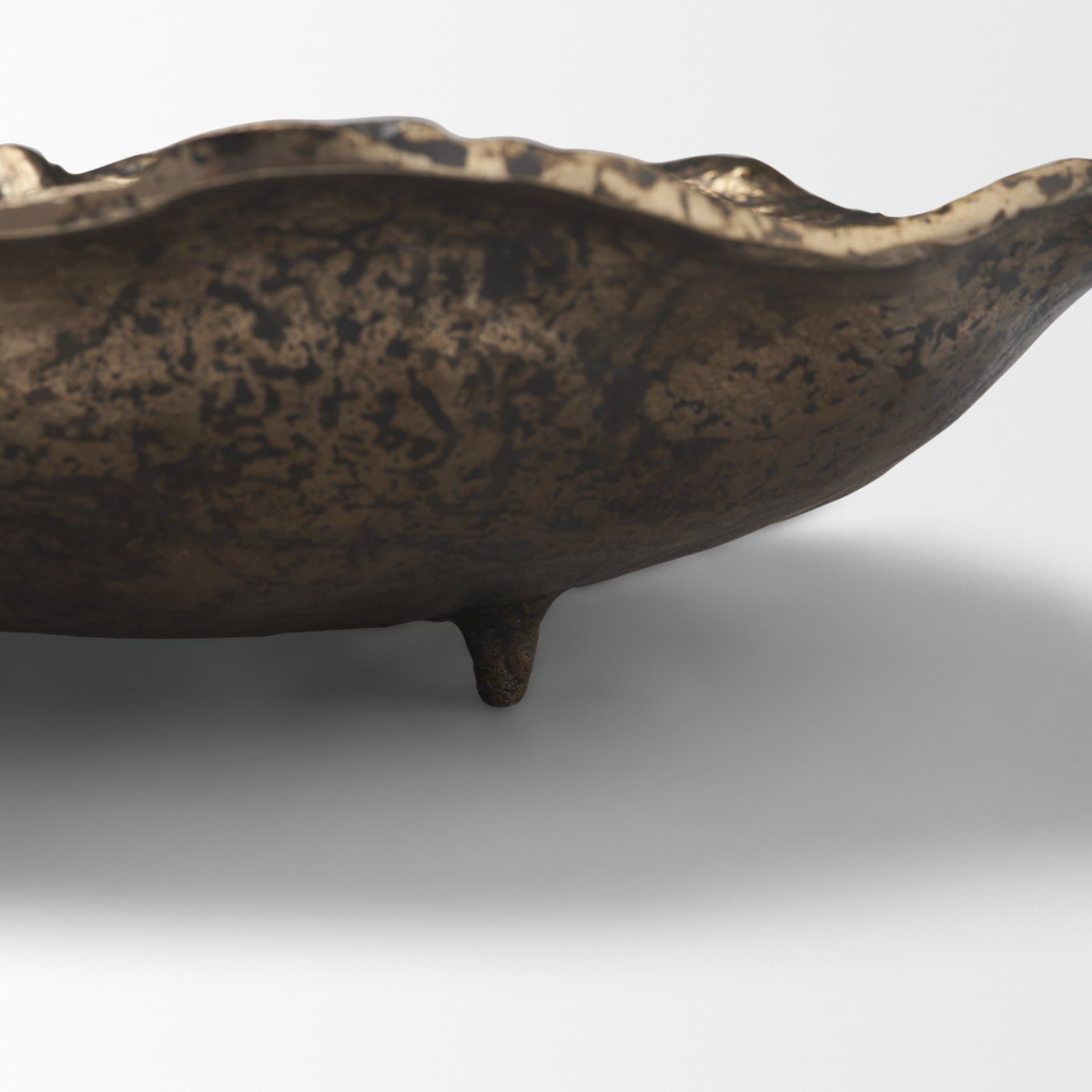 Verdant Small Antiqued Brass Metal Decorative Centerpiece Bowl — product photograph