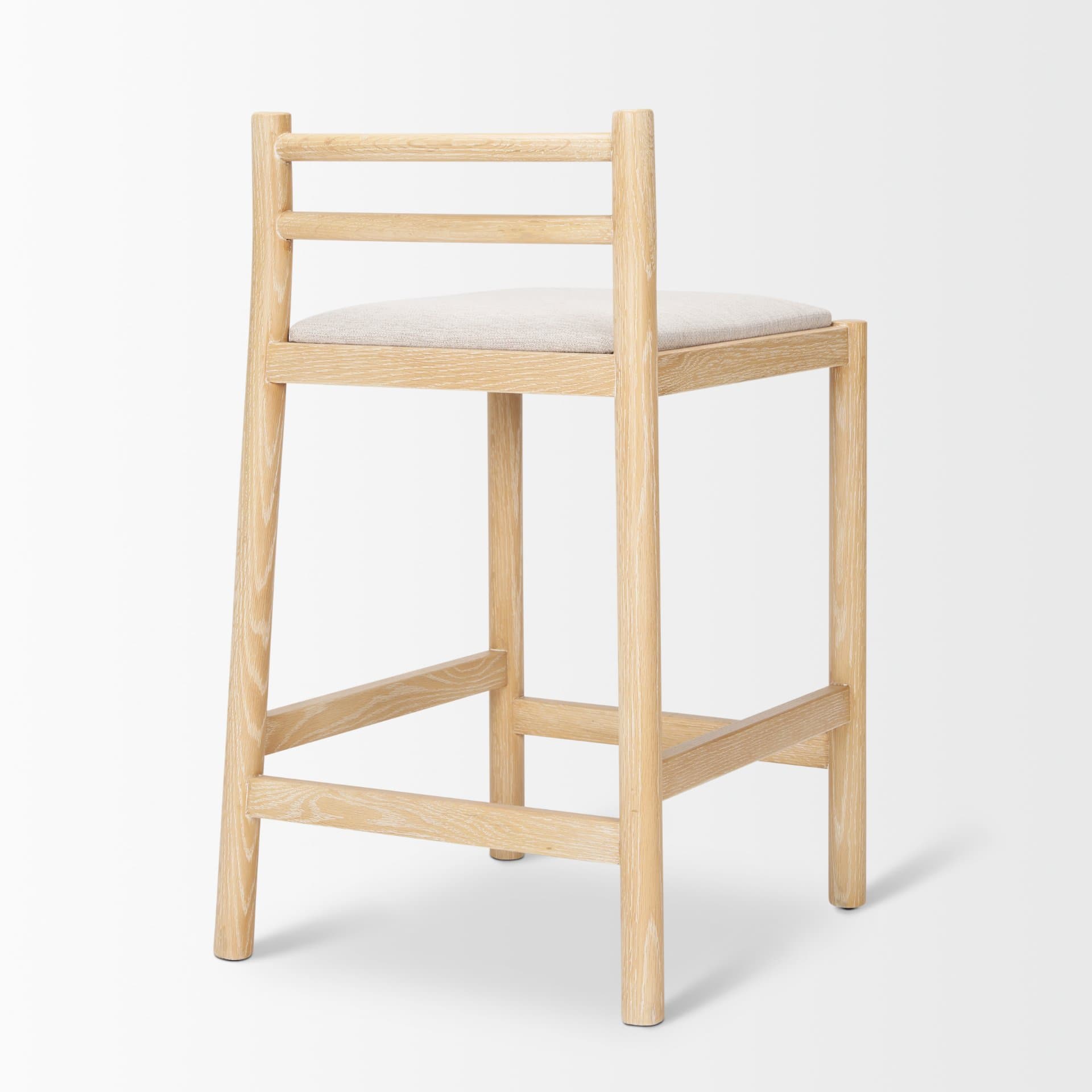 Sam Backless 25.87in Seat Counter Stool | Light Brown Wood w/ Fabric — product photograph
