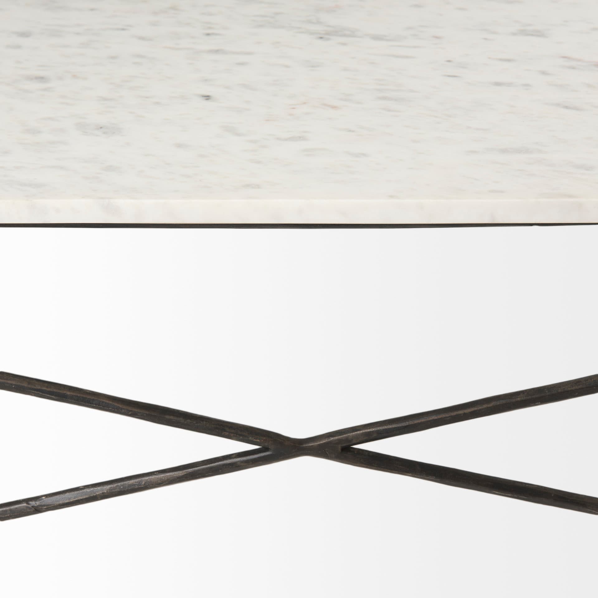 Lorlei I 53.0 X 35.0 X 15.5 White Marble Top W/ X-Shaped Gray Iron Base Coffee Table — product photograph