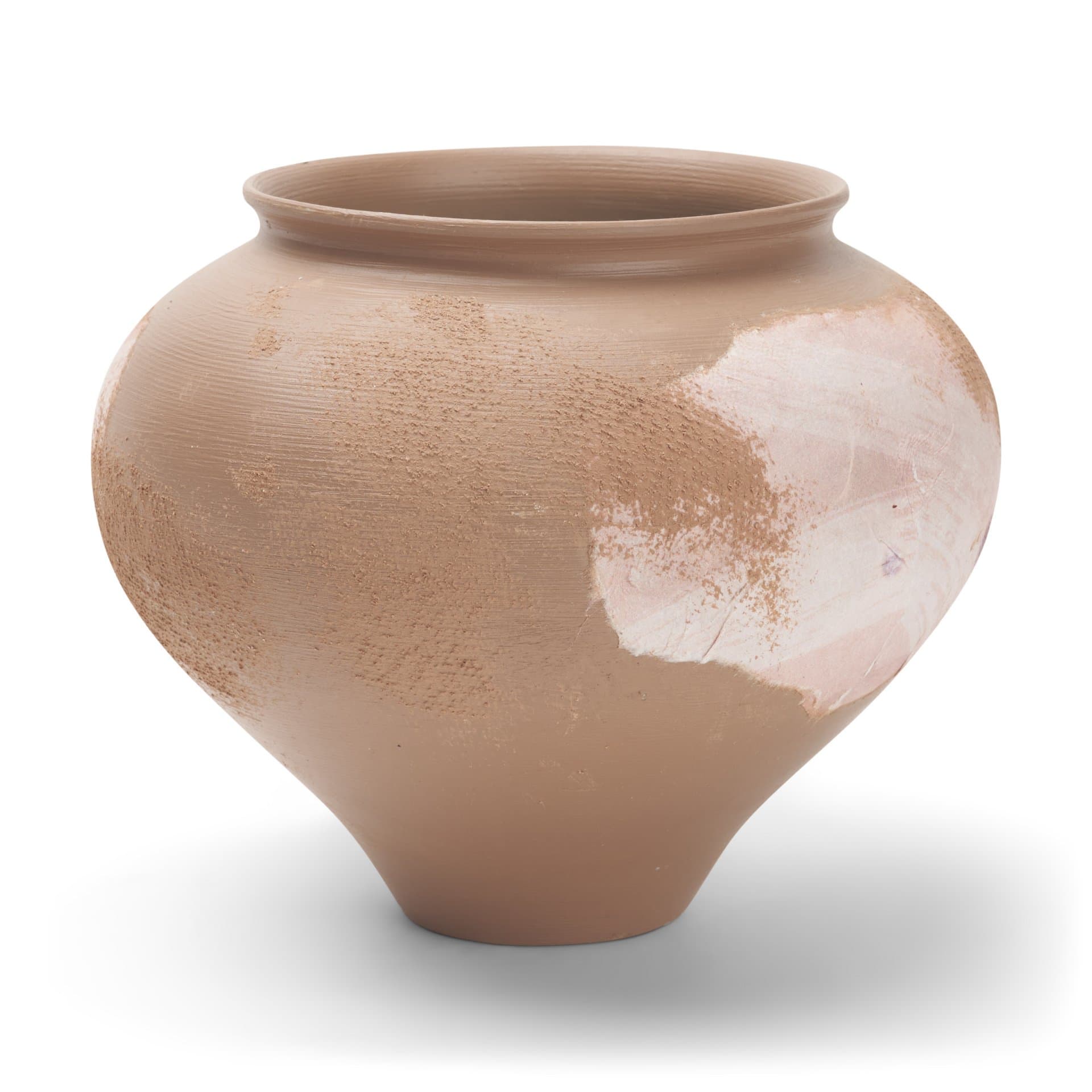 Velo Brown w/White Hand-Painted Terracotta Decorative Vase — product photograph