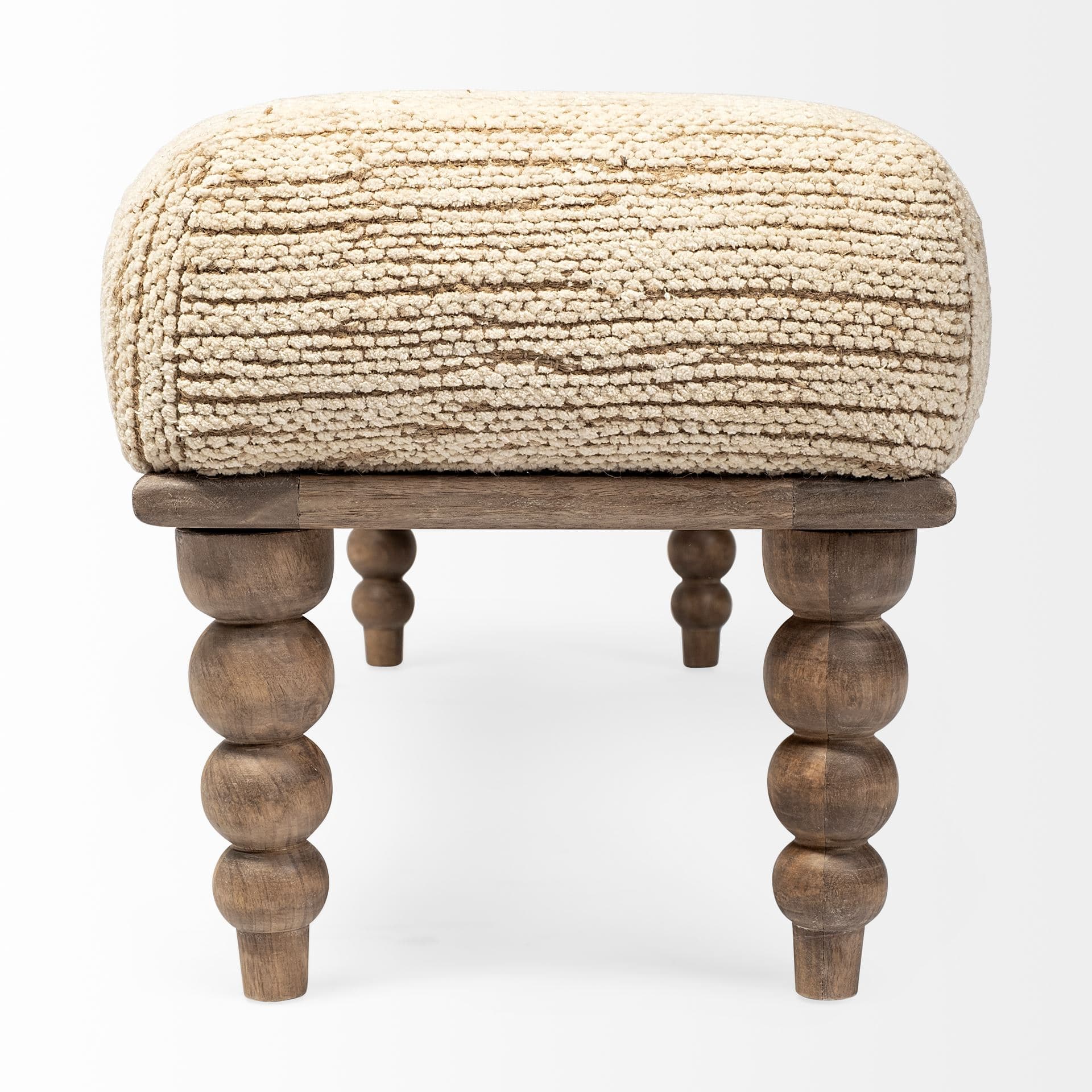 Alder II 55L x 16W Cream Upholstered Seat Wooden Base Accent Bench — product photograph