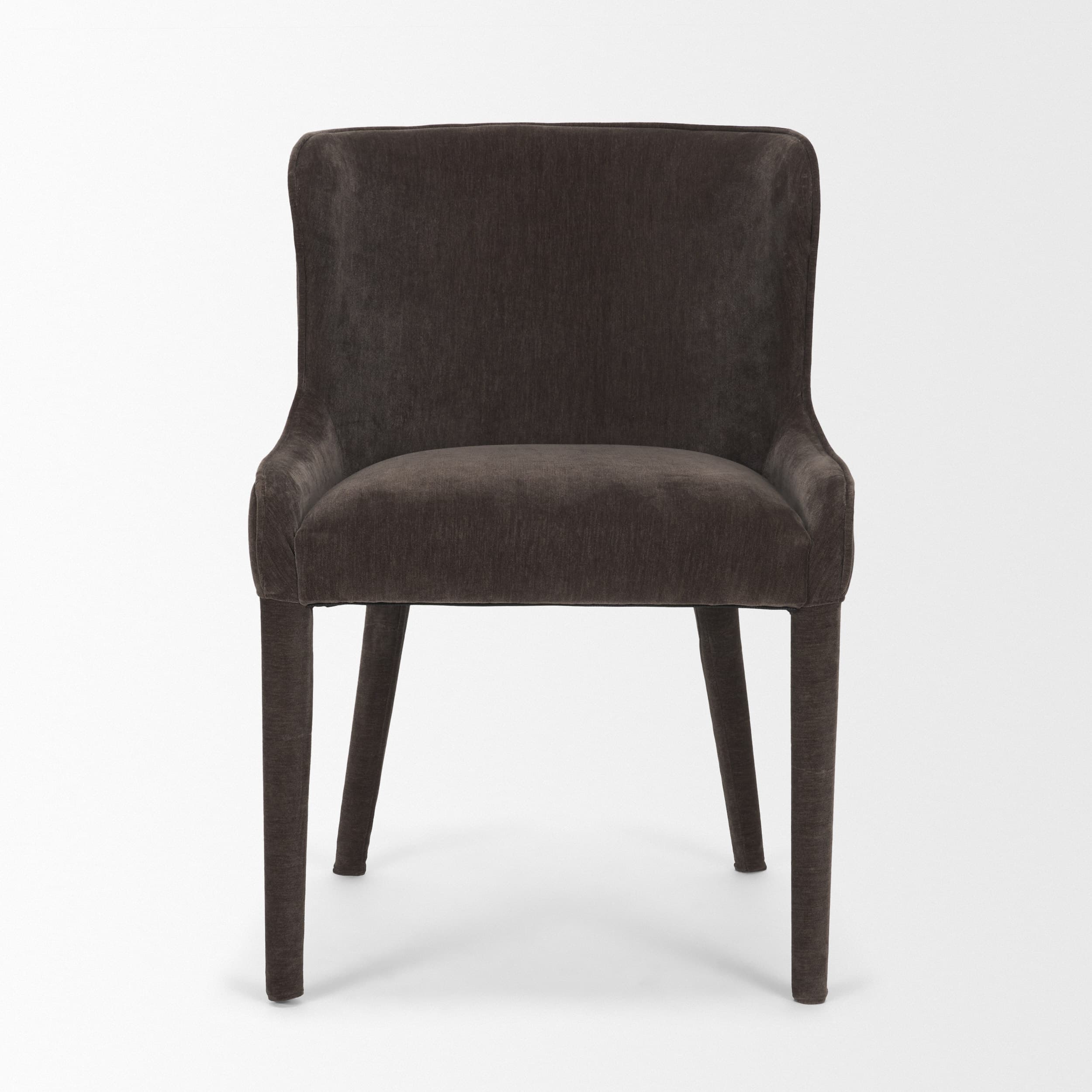 Nolan Wingback Dining Side Chair | Charcoal Chenille w/ Tapered Wood — product photograph