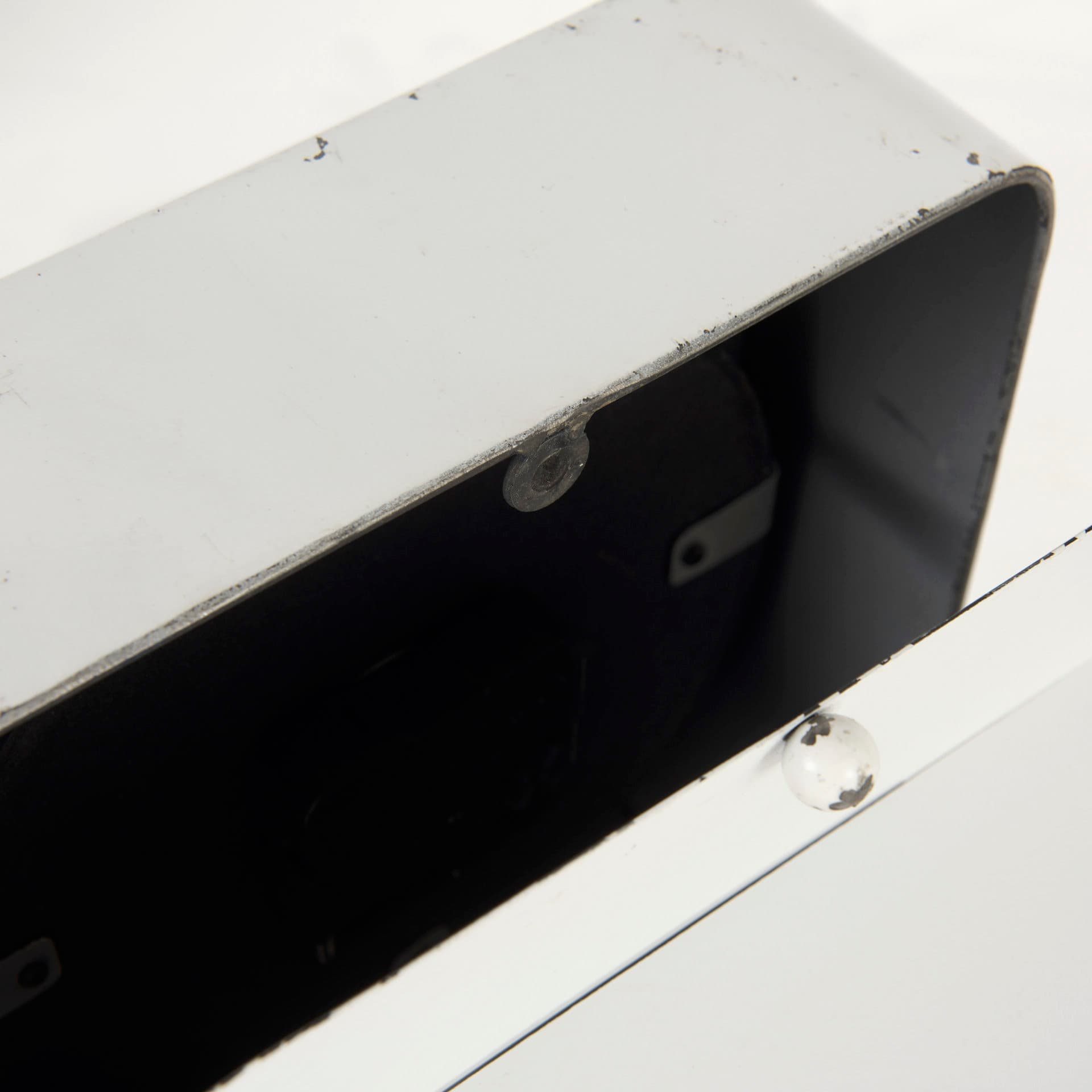 Karl 8.0L x 2.8W x 8.8H Rustic White Iron Rounded Square Table Clock — product photograph