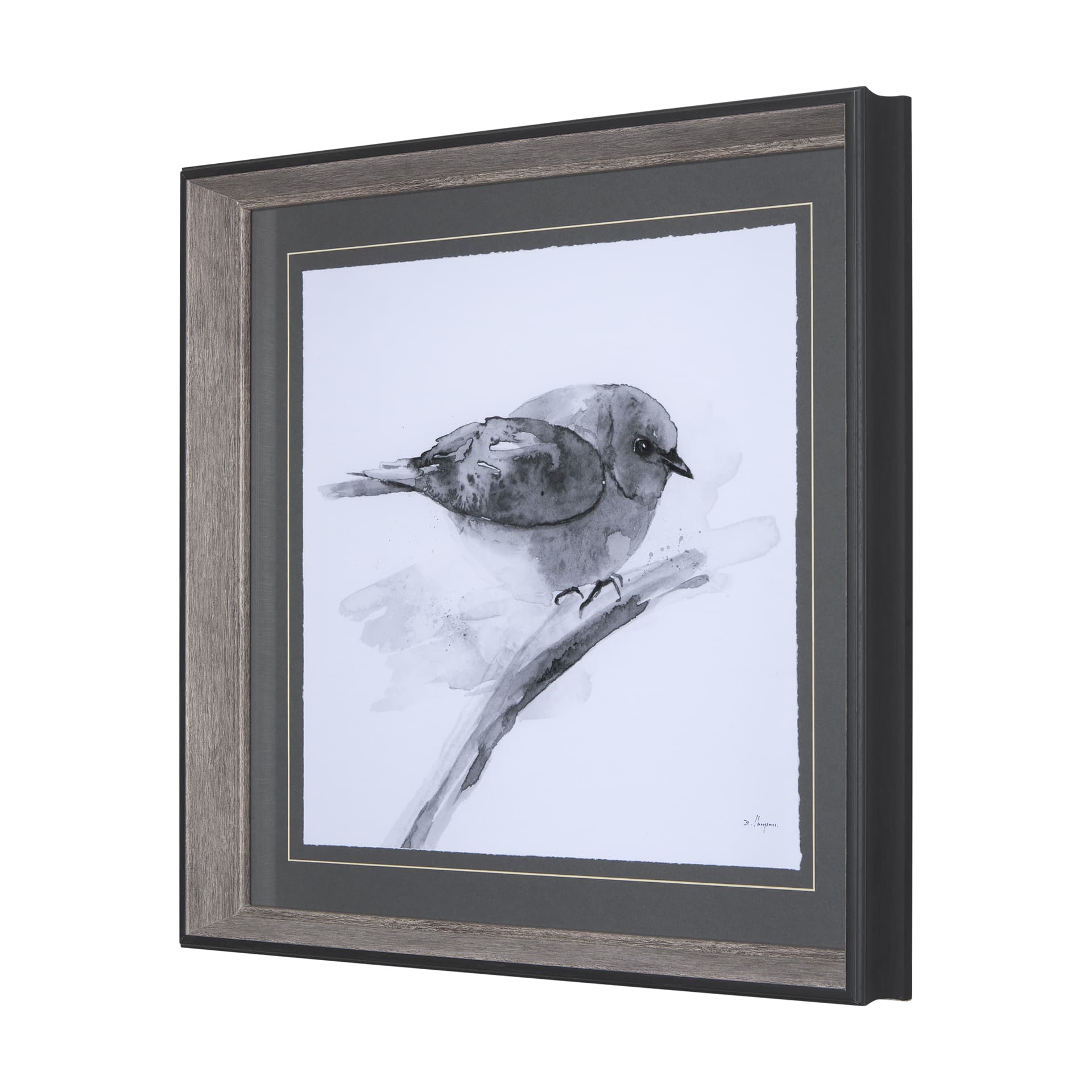 Eastern Blue BW III by Mercana Studio Hand Embellished Textured Framed Art Print Matted under Glass — product photograph