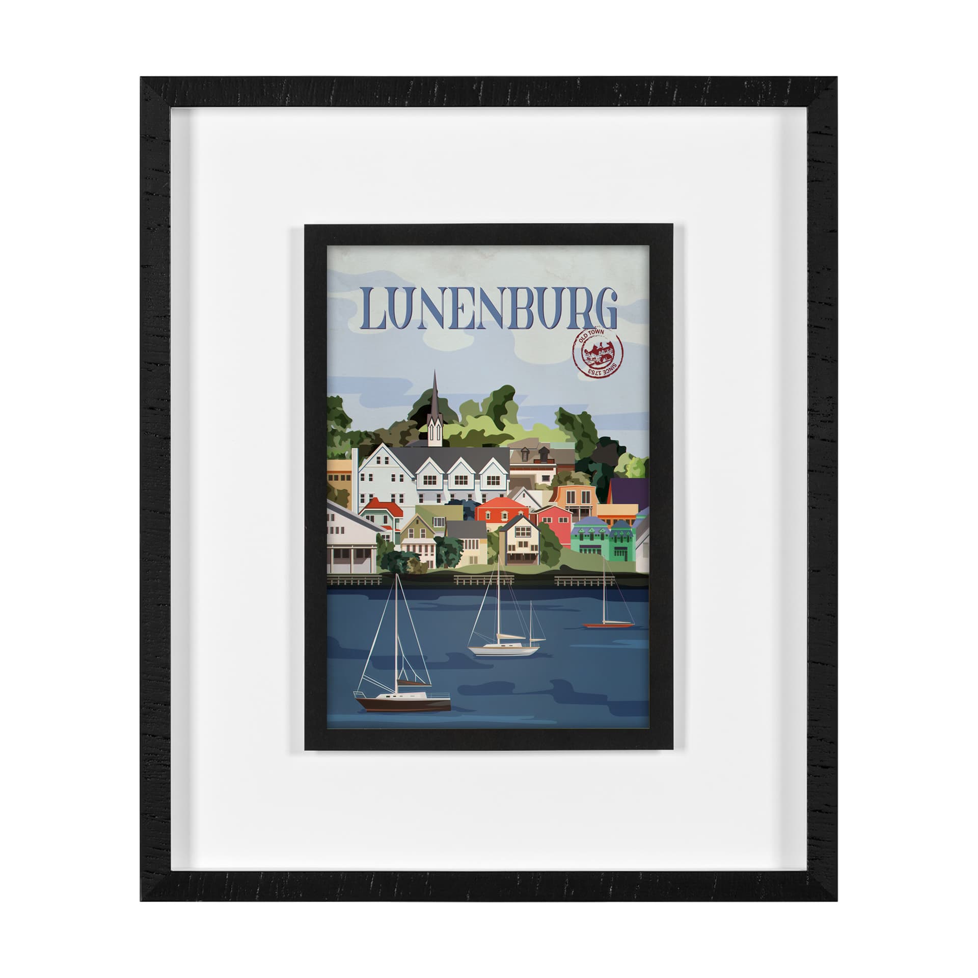 Lunenburg Go Canada (M) by Mercana Studio a Framed Art Print Matted under Glass — product photograph