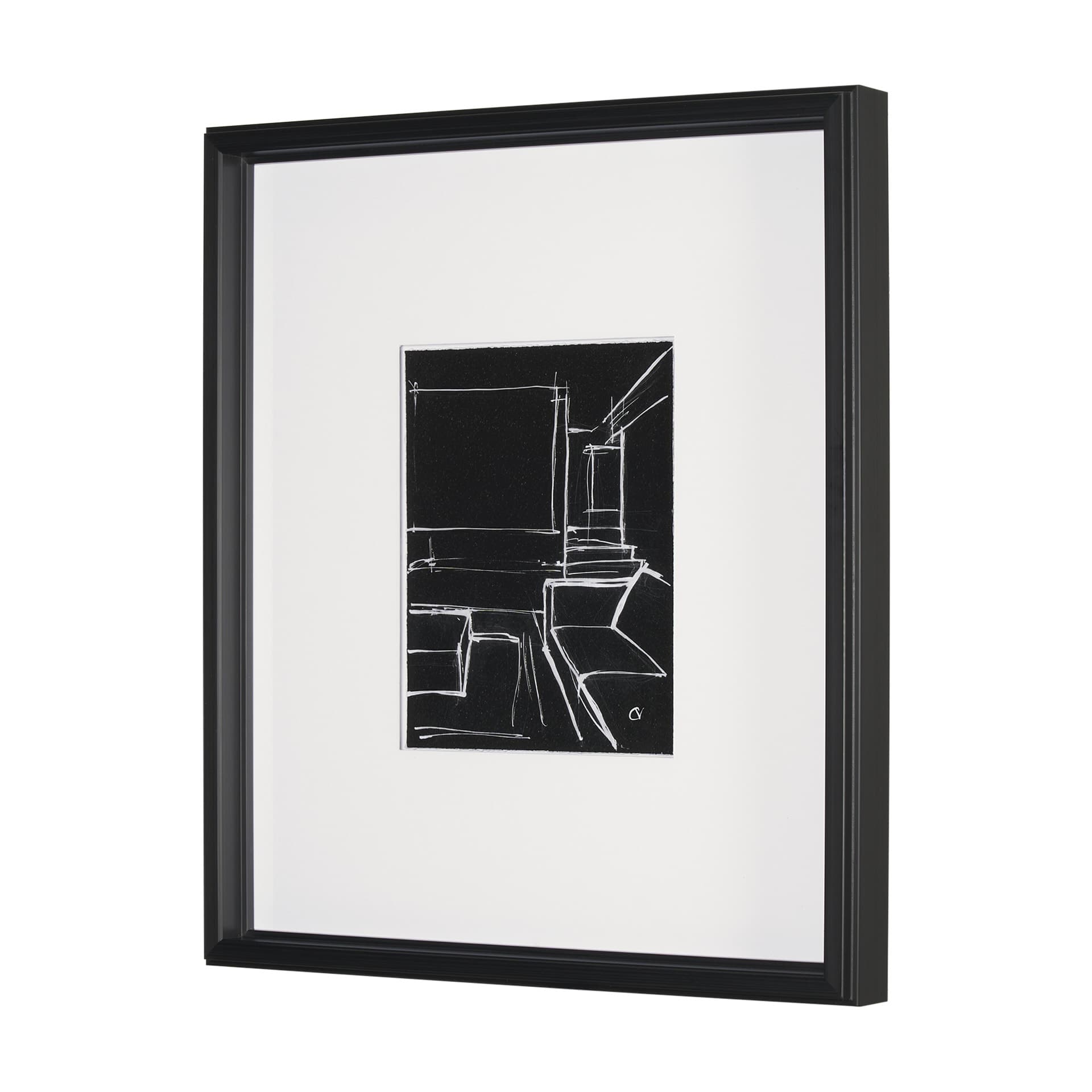 Interior Sketch IV by Mercana Studio a Hand Embellished Framed Art Print Matted under Glass — product photograph