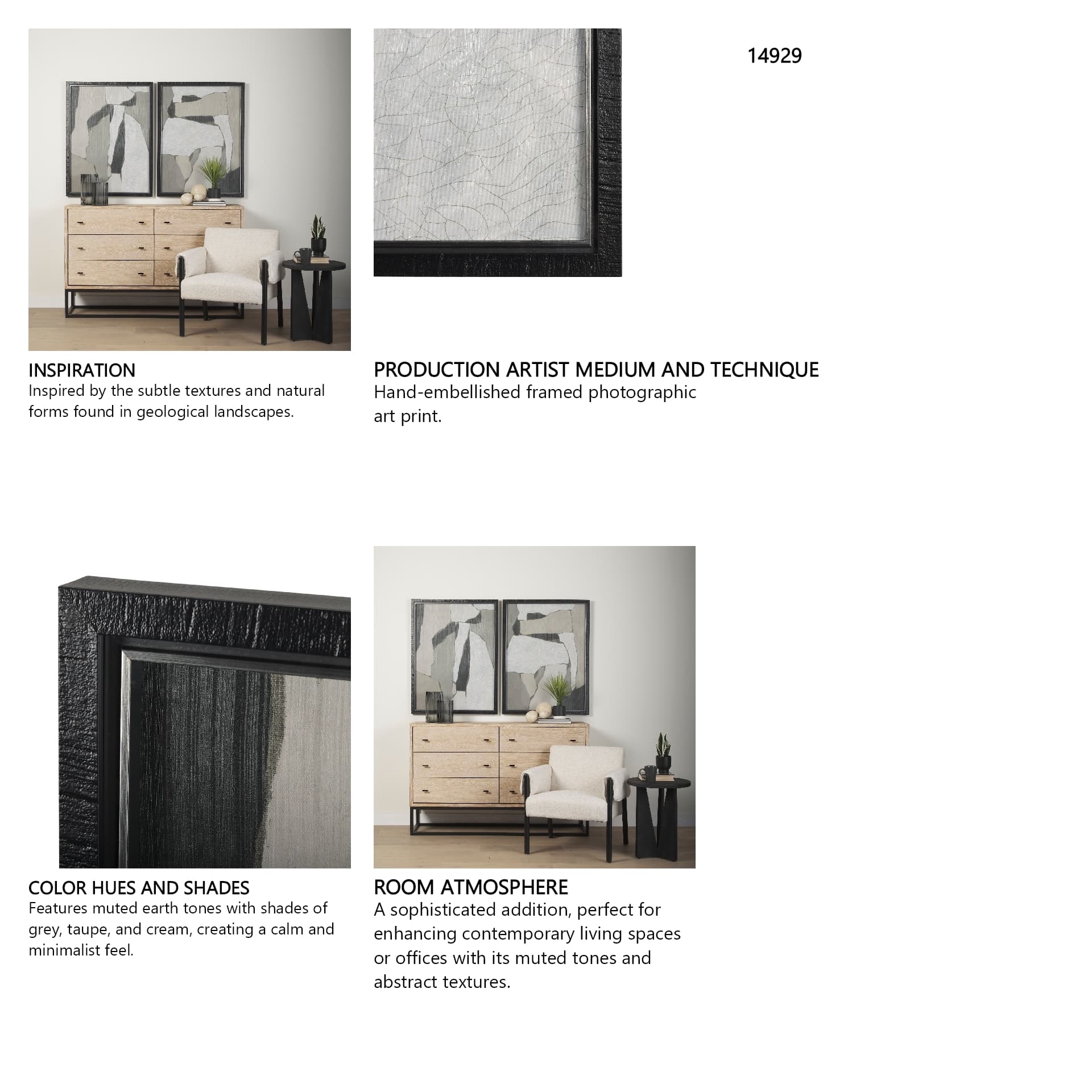 Blend by Mercana Studio a Hand Embellished Textured Framed Art Photograph Matted under Glass — in a styled room