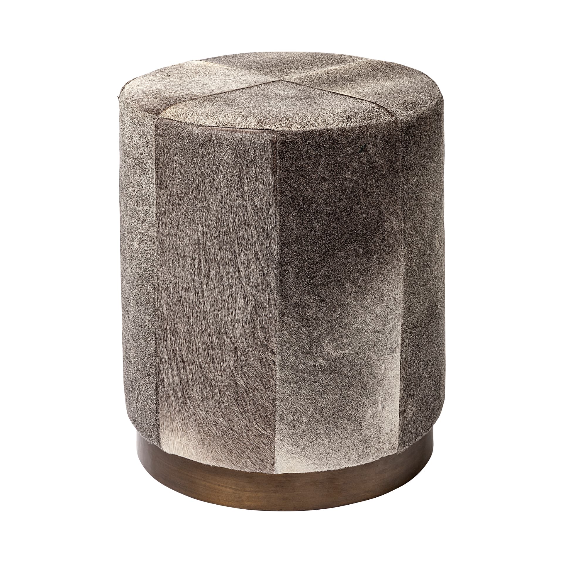 Zahavi I 23"H grey-toned hair-on-hide ottoman — product photograph