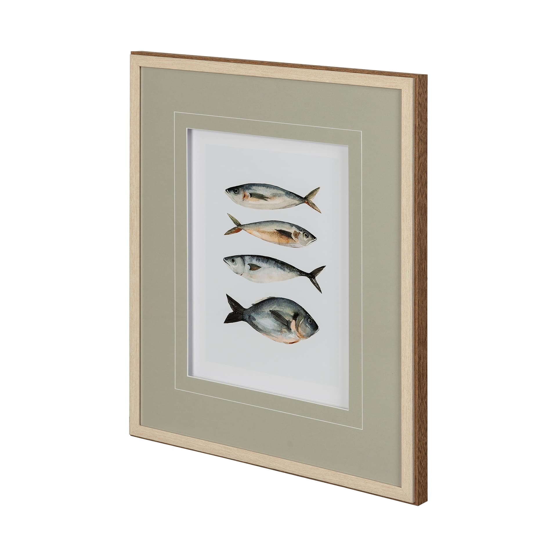 Four Fish I by Emma Scarvey a Hand Embellished Textured Framed Art Print Matted under Glass — product photograph