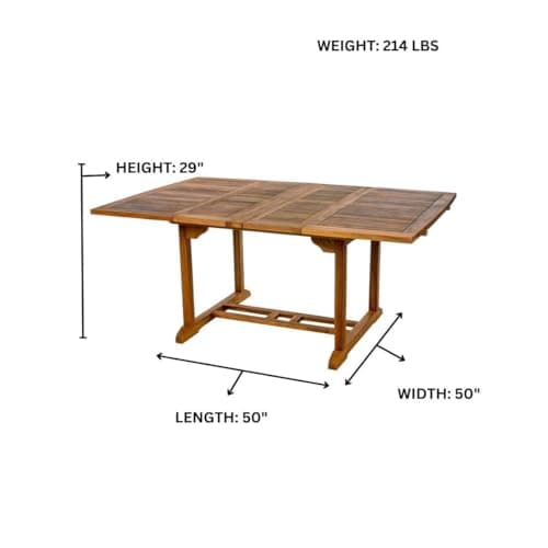 5-Piece Teak Butterfly Extension Table Stacking Chair Set with Blue Cushions TD72-24-B — product photograph