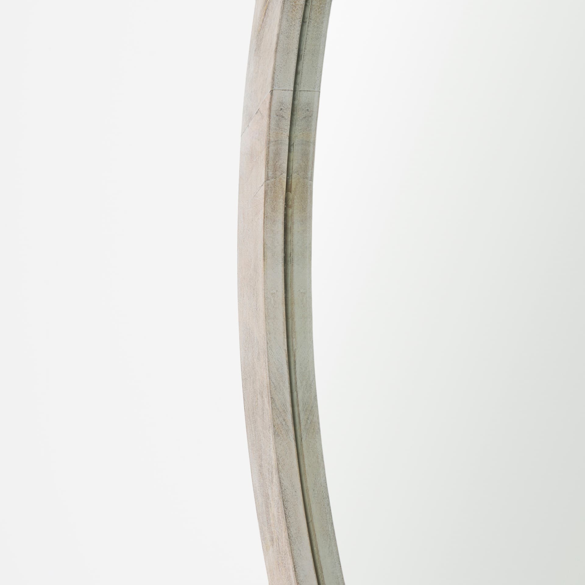 Gambit 46" Round White Wash Wood Frame Wall Mirror — product photograph