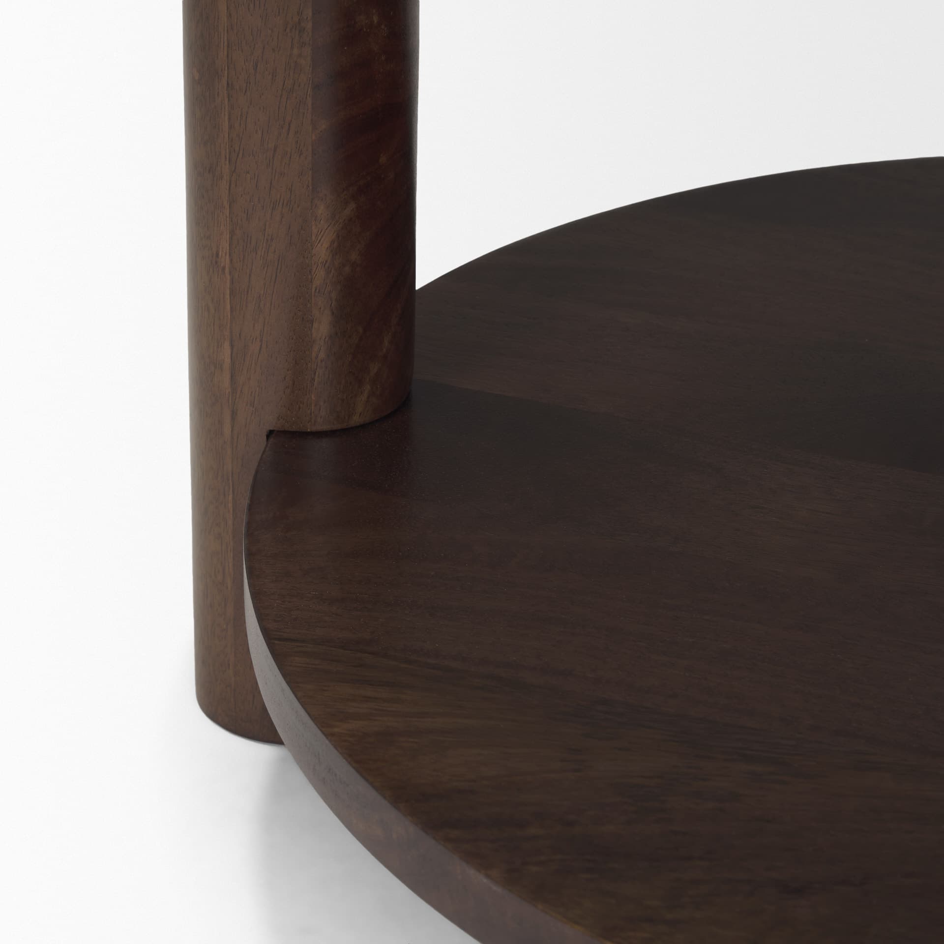 Jovia Brown Mango Wood W/ Cappuccino Marble Round Side Table — product photograph