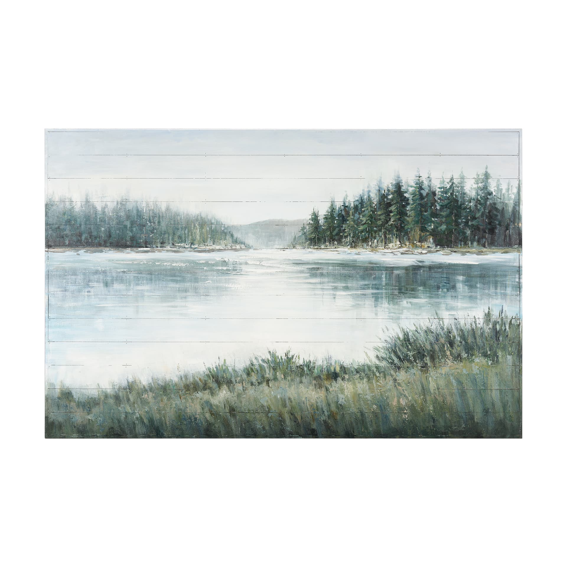 Mere Pond Lake 60x40 Hand Painted on Wood Oil Painting — product photograph