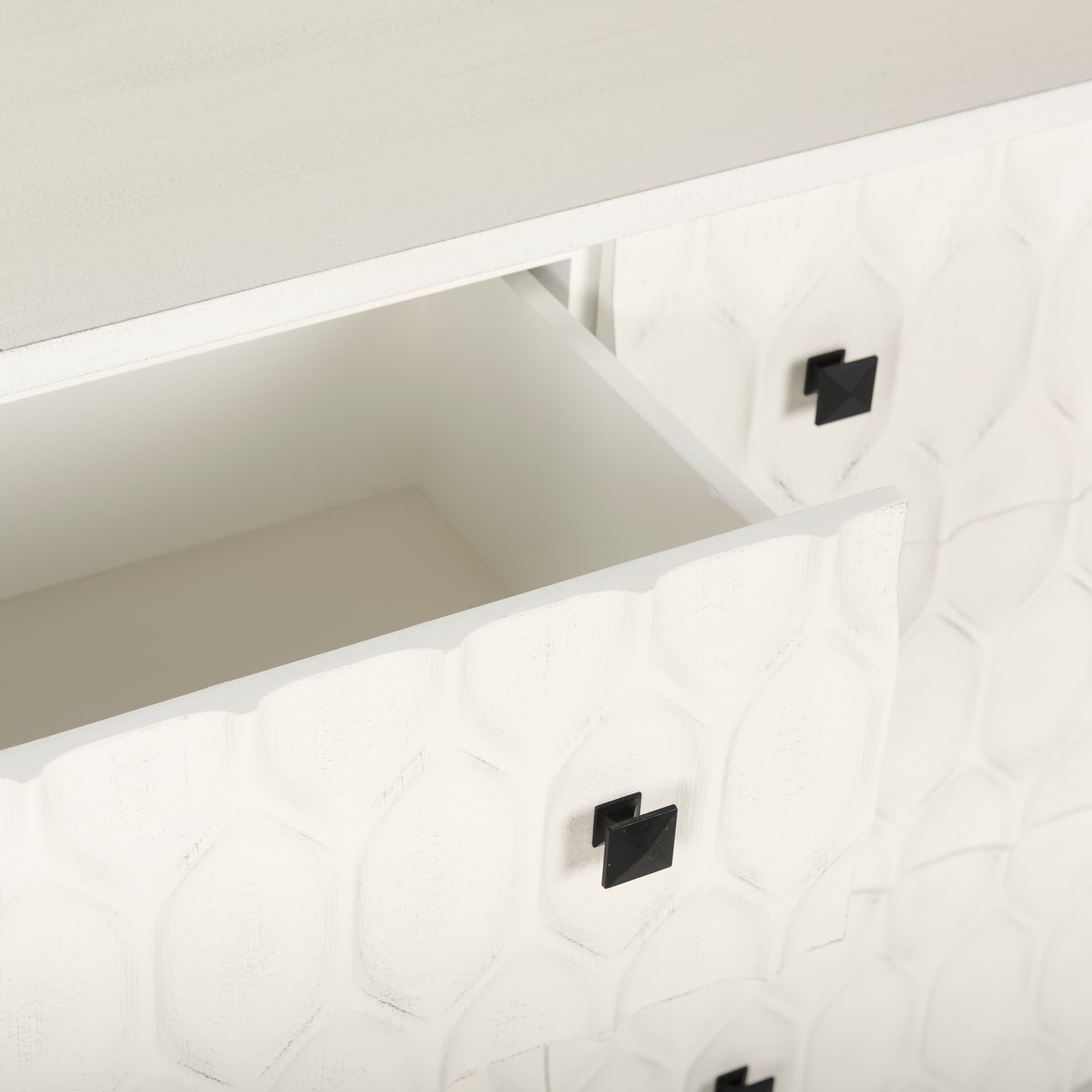 Savannah White Fir Veneer w/ Gray Metal 6-Drawer Sideboard — product photograph