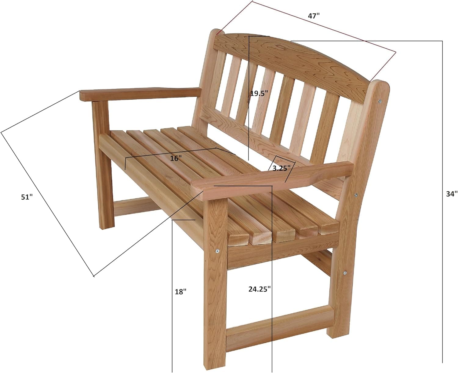 Cedar Garden Bench — product photograph