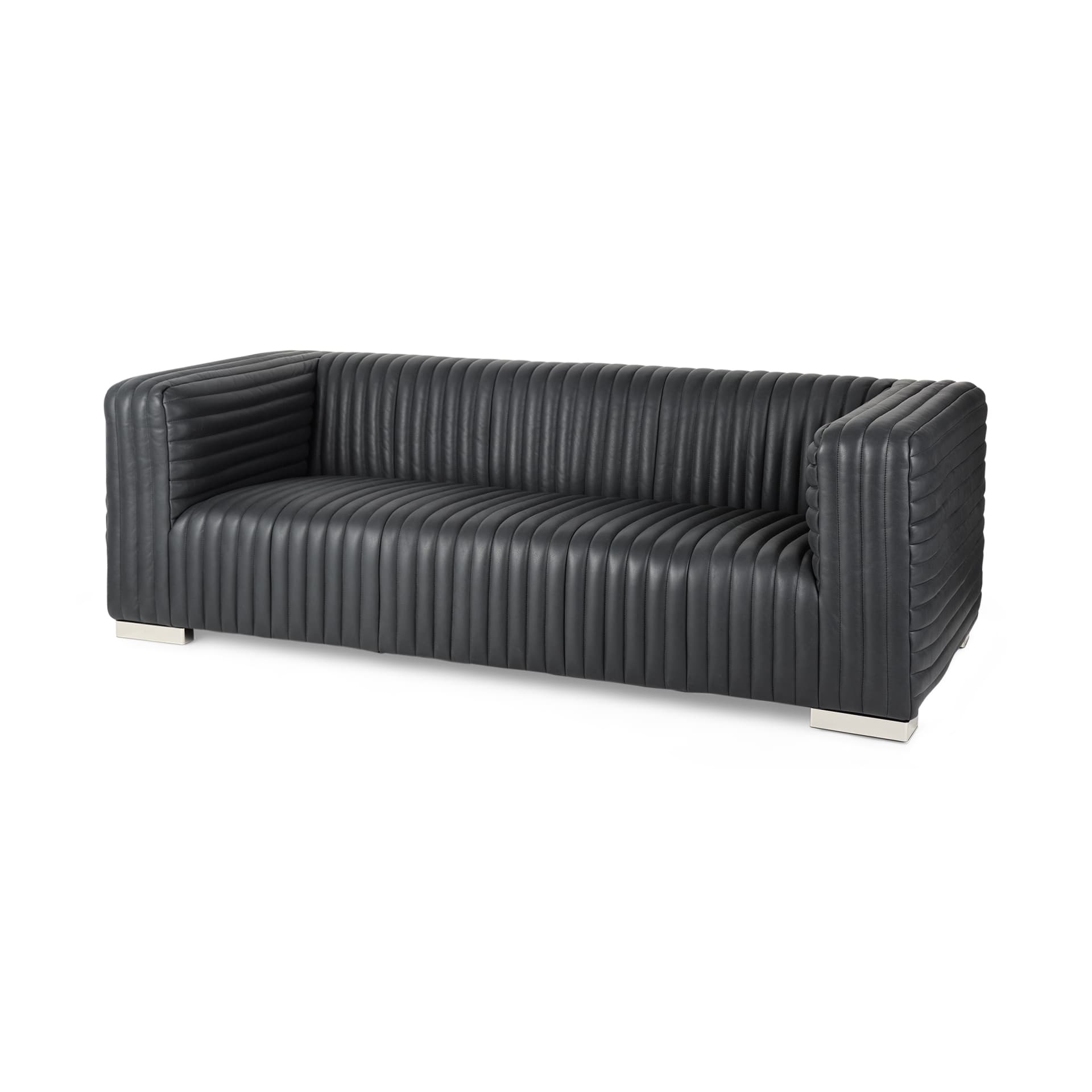 Ricciardo 82.5W Black Leather Wrapped Three Seater Sofa — product photograph