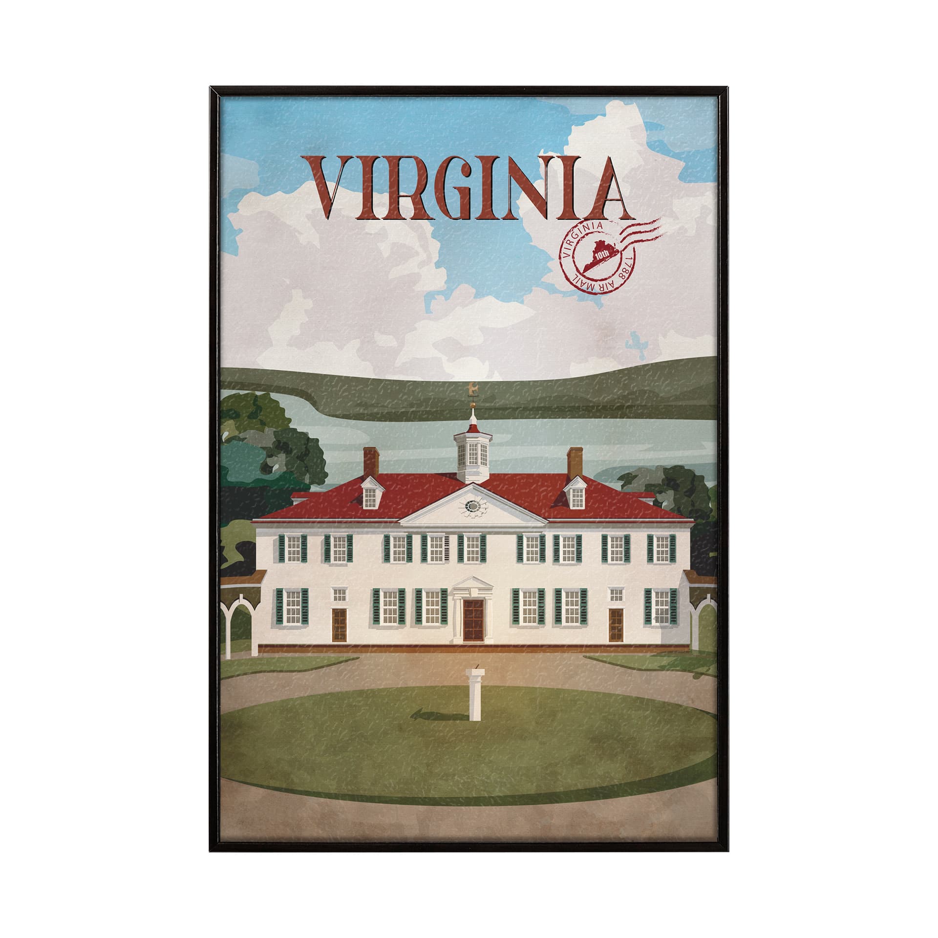 Virginia Go USA (SM) by Mercana Studio a Hand Embellished Decograph Framed Art Print — product photograph