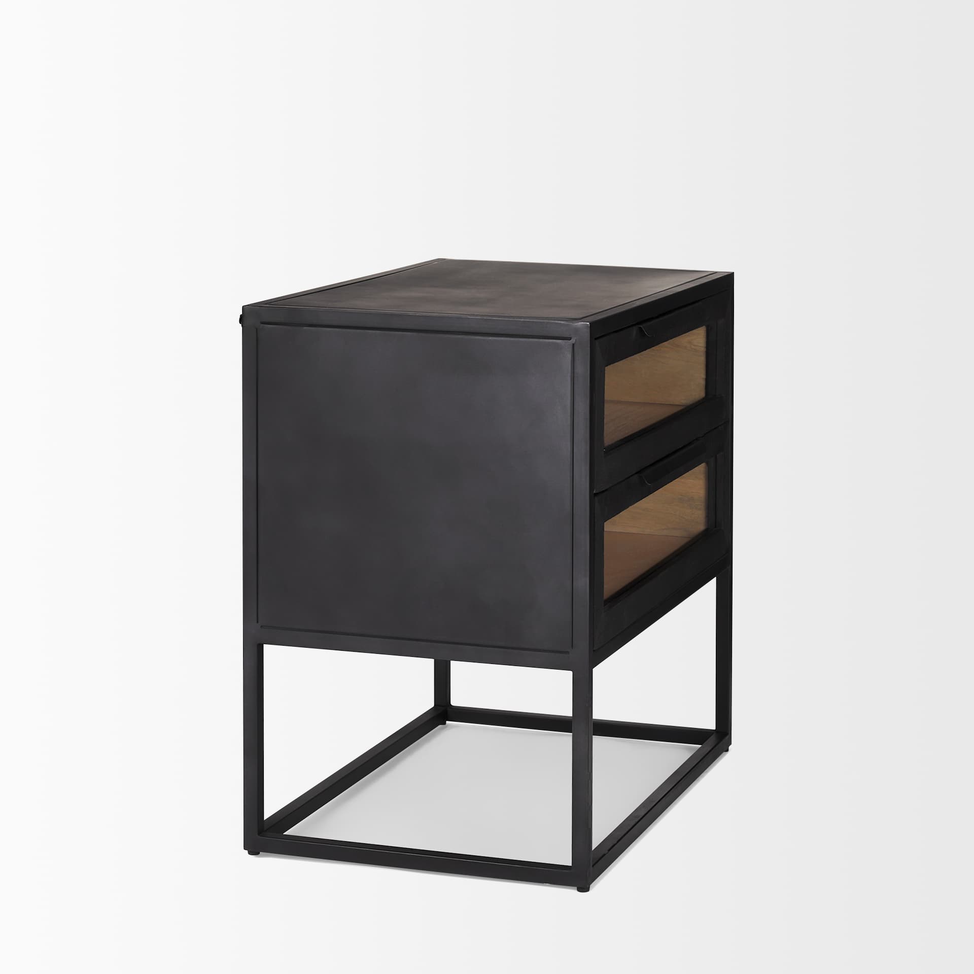 Sloan Black Wood W/Black Metal Frame Side Table — product photograph