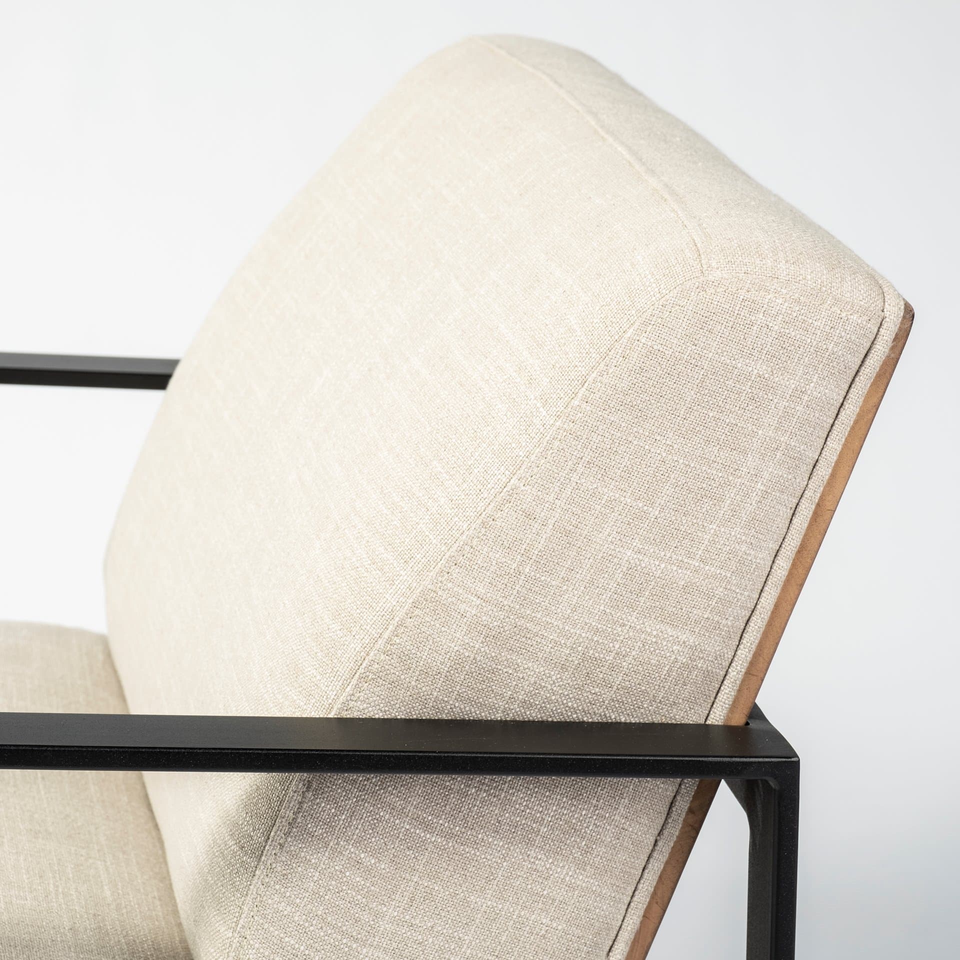 Stamford Light Beige Upholstered Seat w/ Wood Back, Metal Frame Accent Chair — product photograph