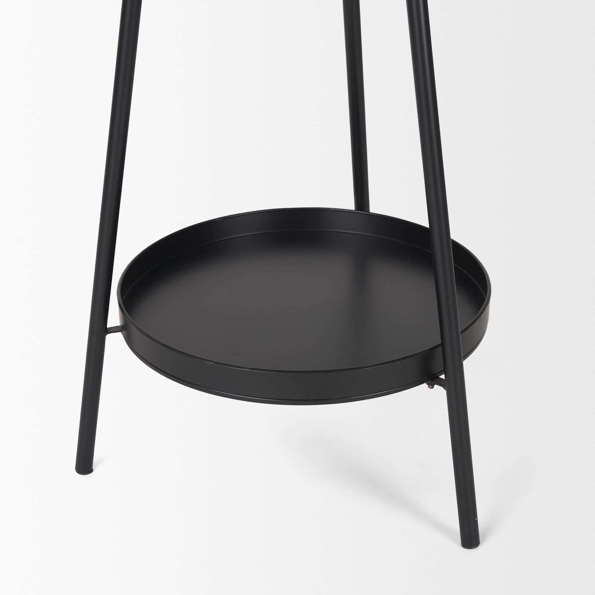 Everett Matte Black Metal w/ Two Metal Shelves Coat Rack — product photograph
