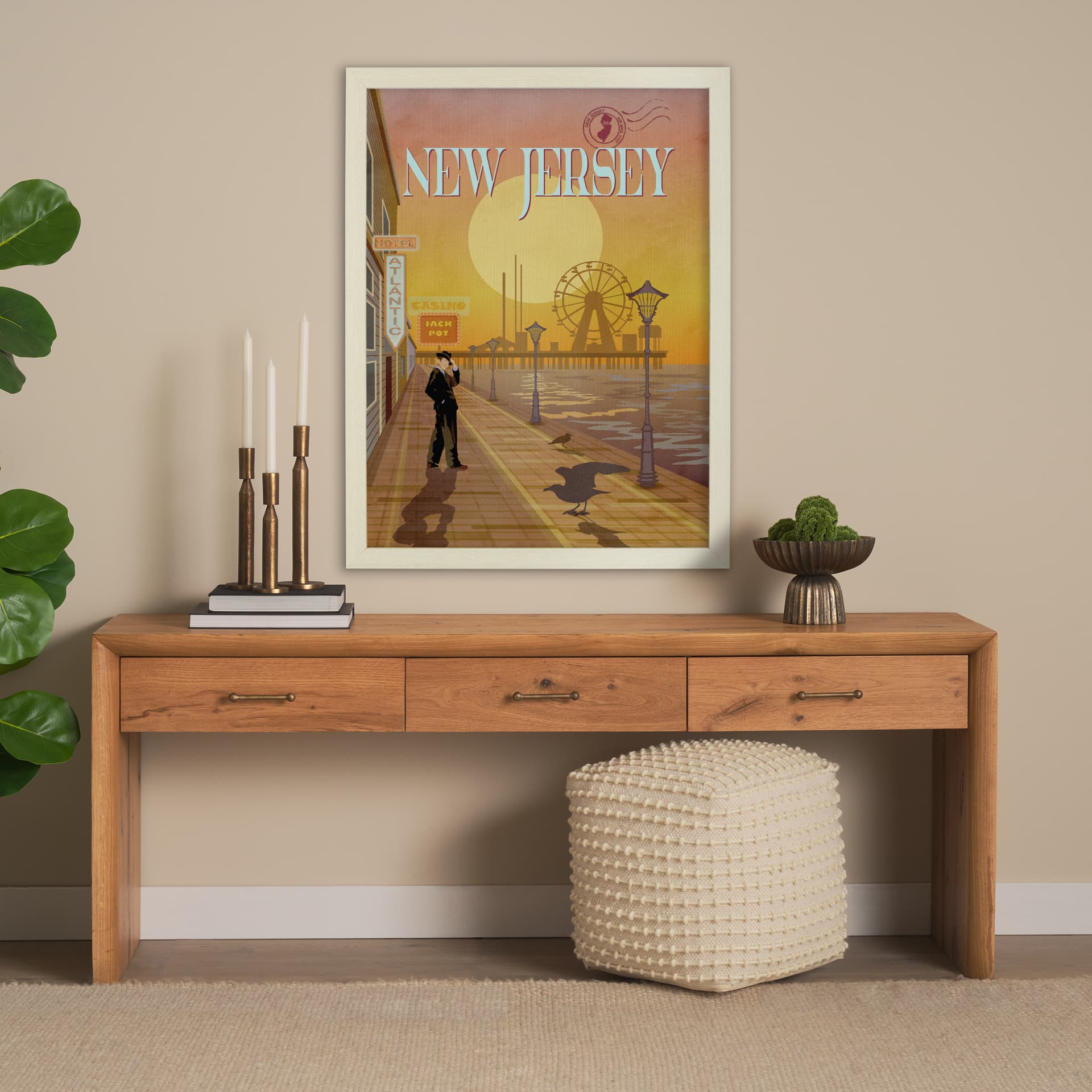 New Jersey Go USA (L) by Mercana Studio a Hand Embellished Decograph Framed Art Print — product photograph