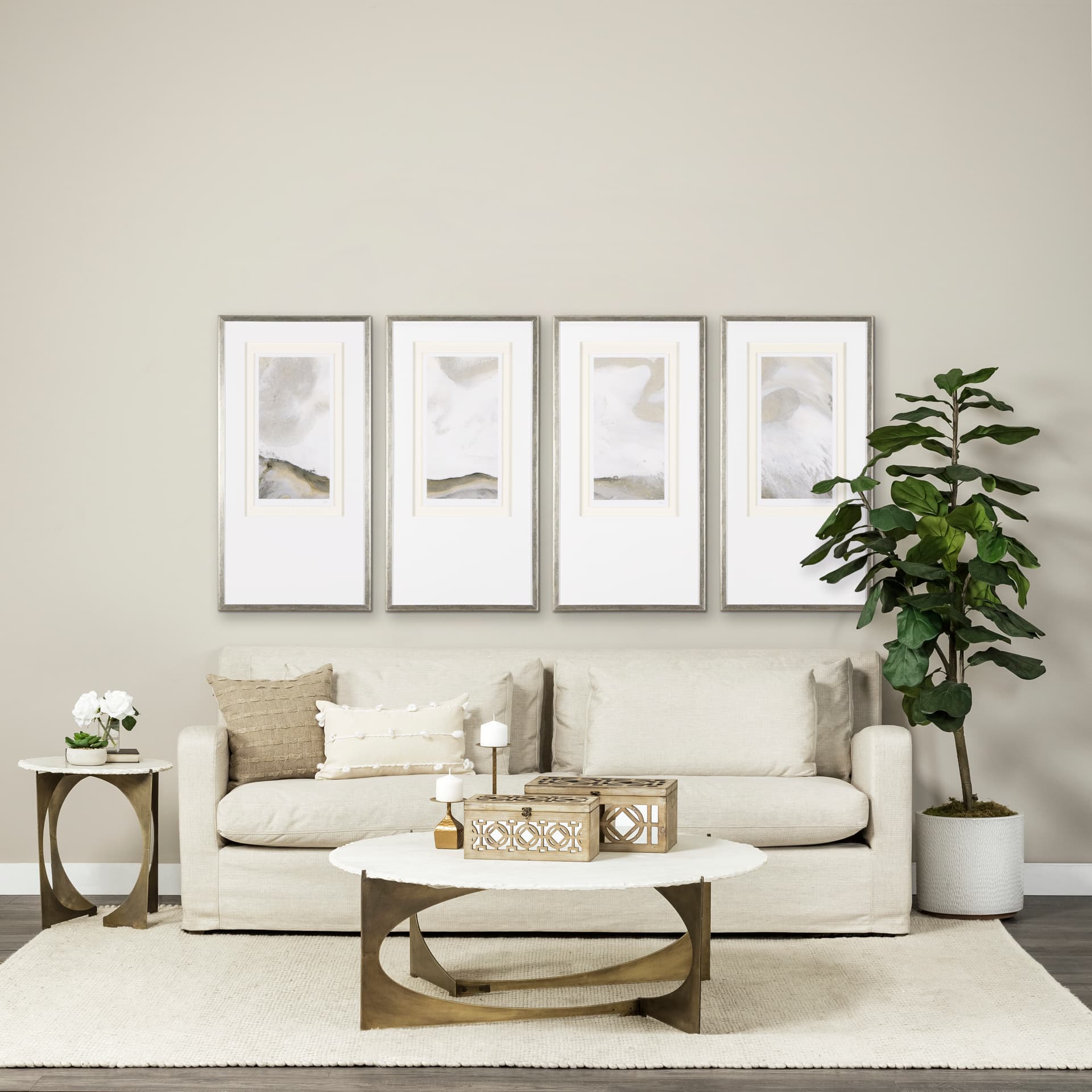 Sandy Waves I by Mercana Studio a Hand Embellished Textured Framed Art Print Matted under Glass — in a styled room
