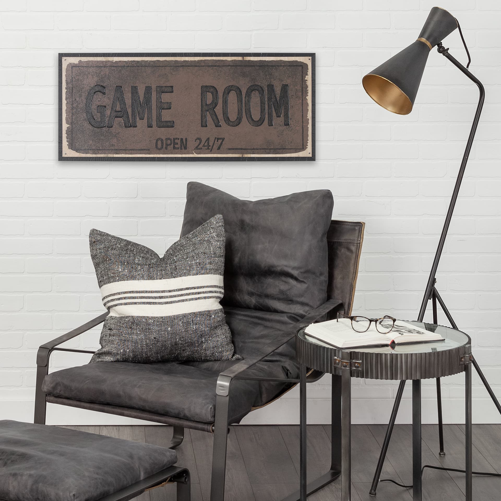 Game Room SM by Mercana Studio a Hand Embellished Framed Art Print — in a styled room