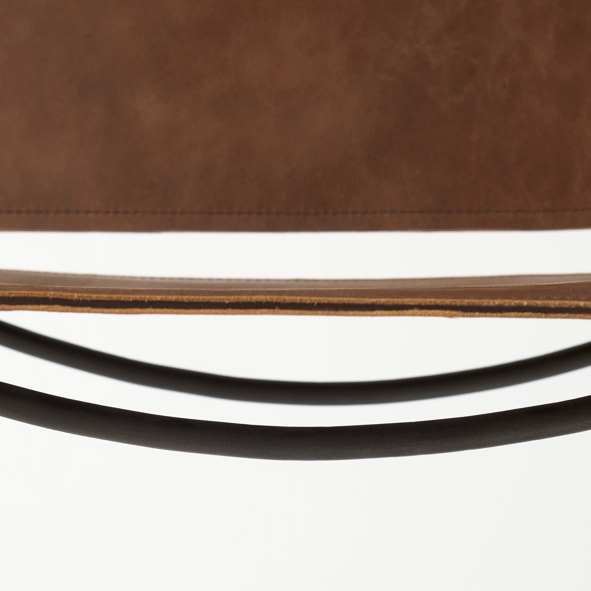 Berbick Low Back 30in Seat Bar Stool | Brown Leather w/ Gray Metal — product photograph
