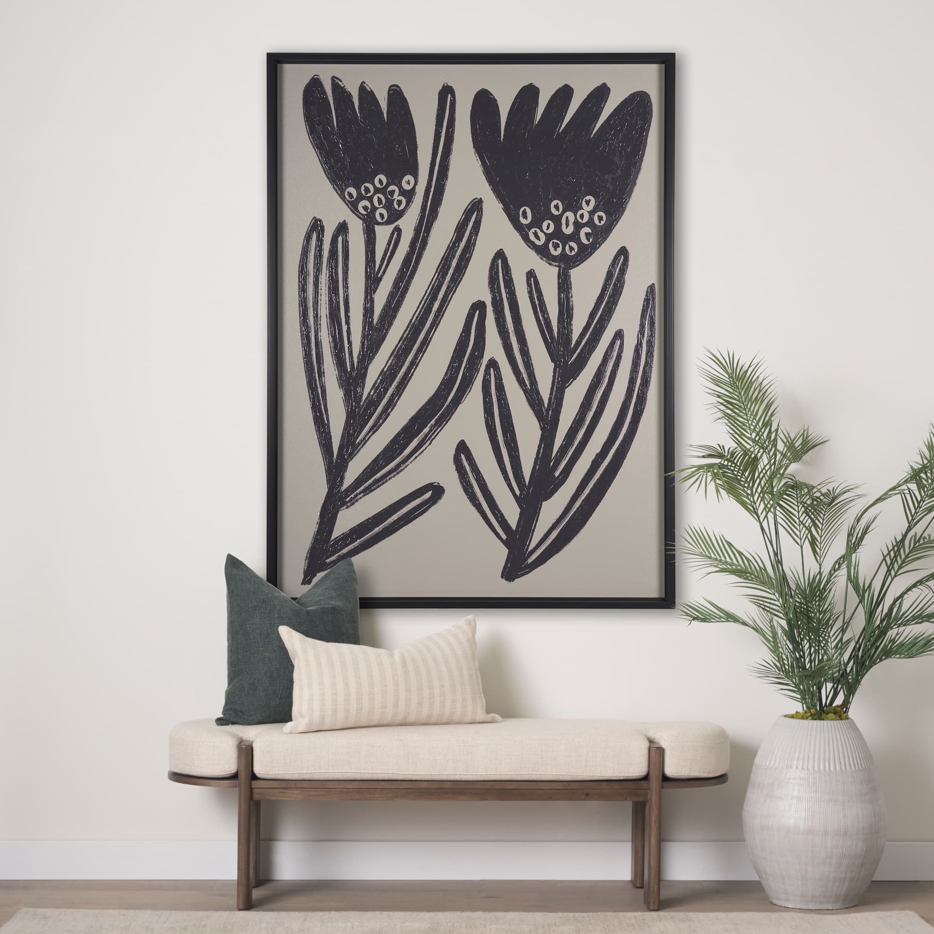 Simple Floral-Grow by Mercana Studio a Hand Embellished Textured Framed Art Print — in a styled room