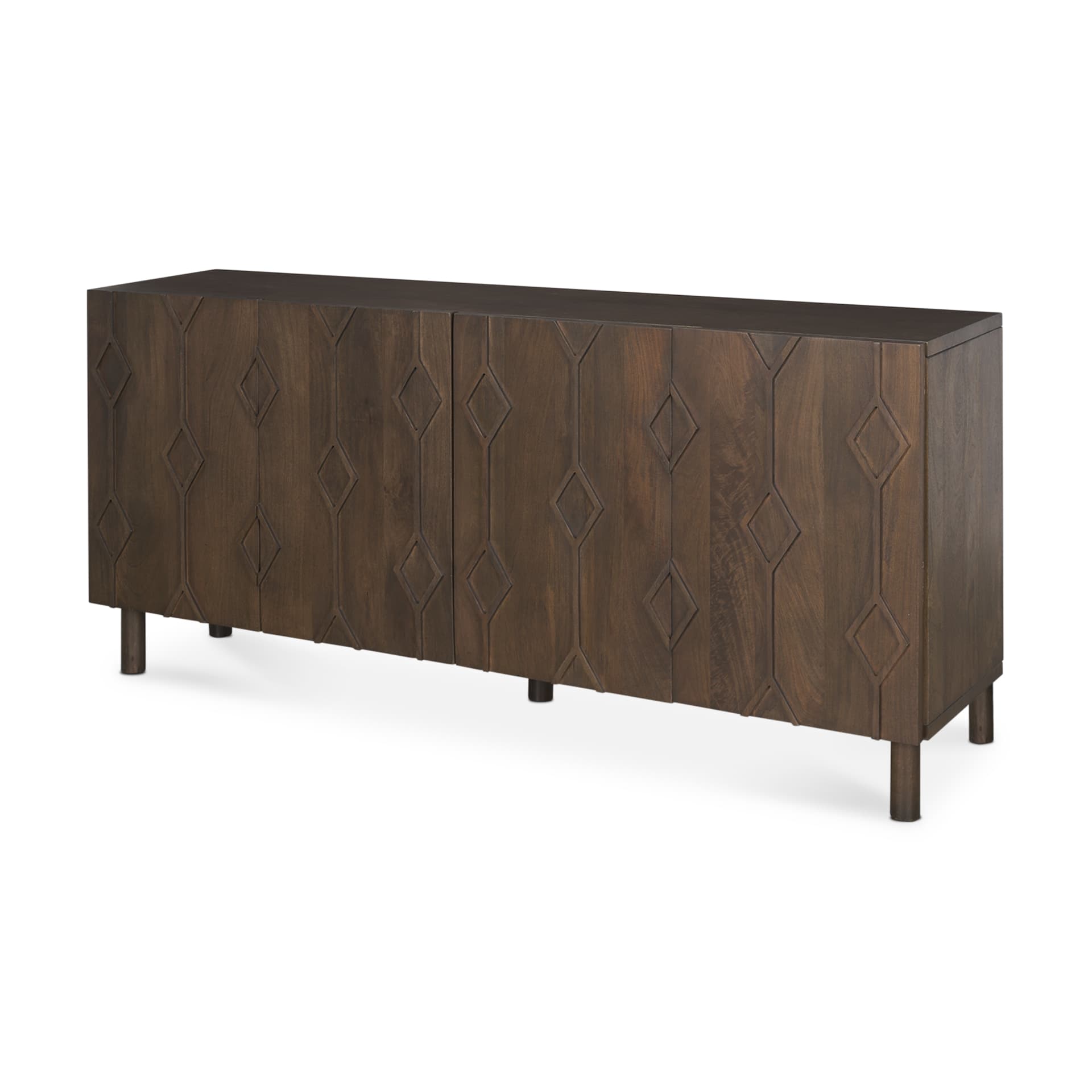 Heera Dark Brown Diamond Motif w/ Shelf Sideboard — product photograph
